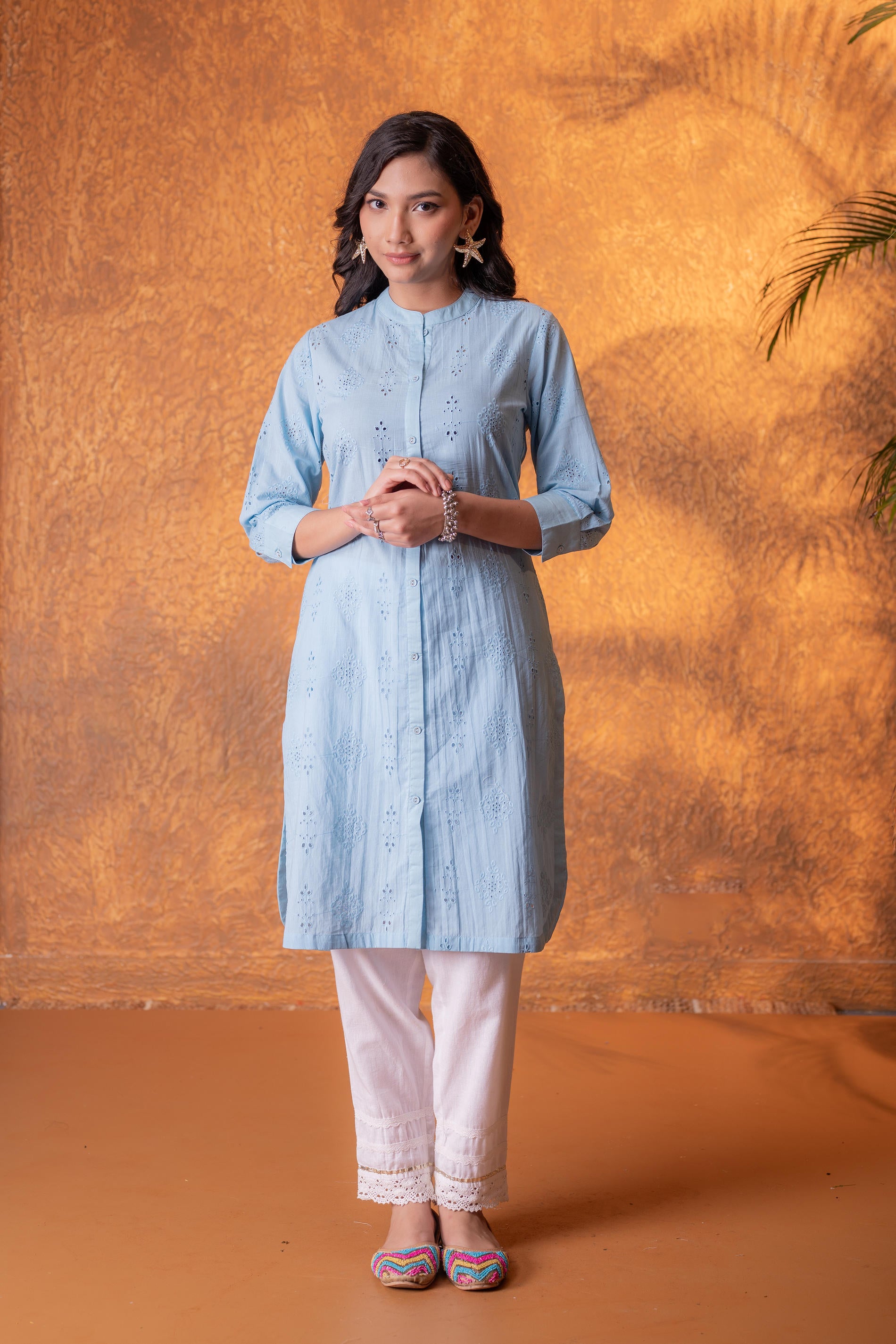 Sky blue  Chikankari Kurta