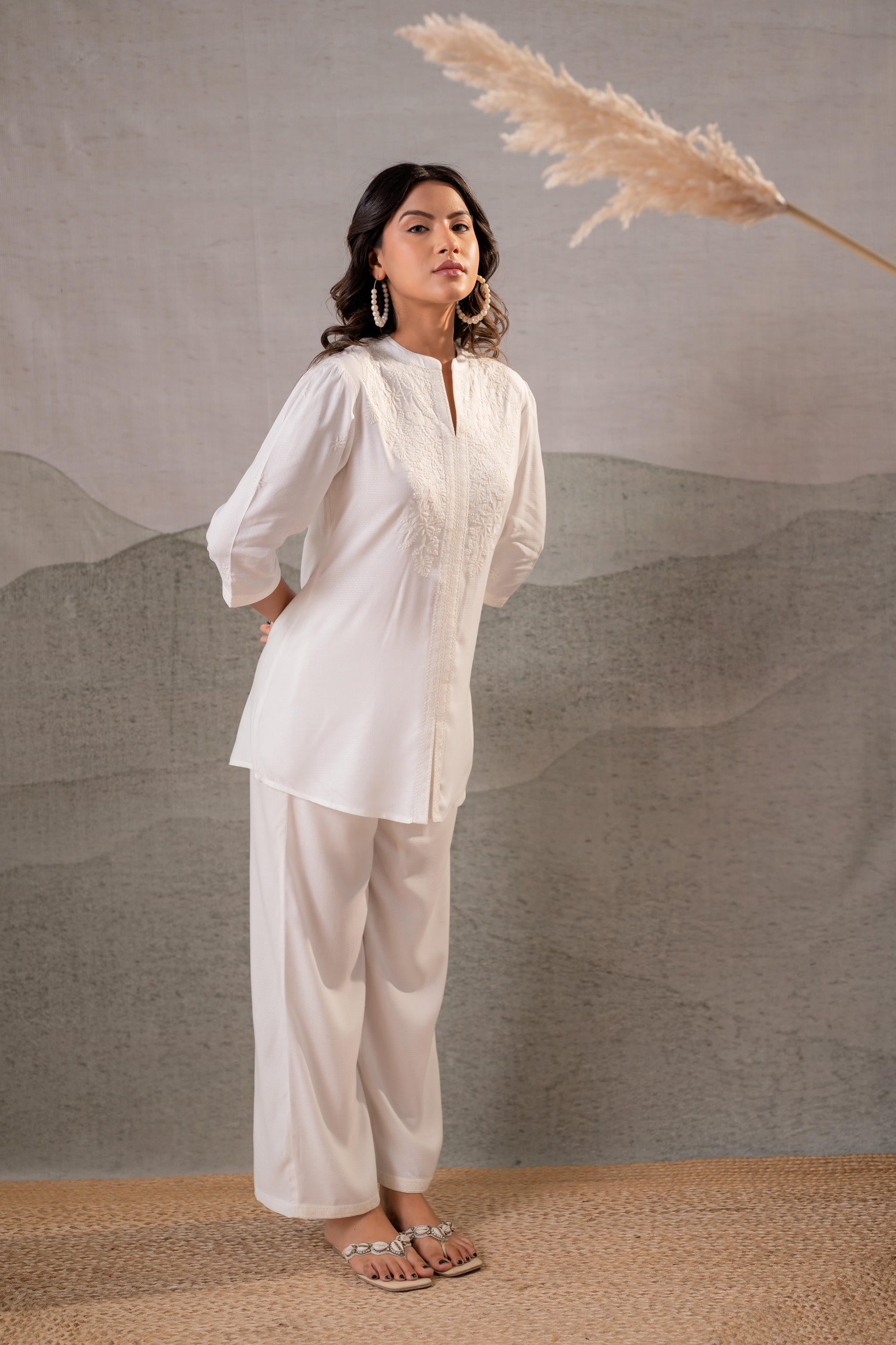 Cotton Bloom White Embroidered Co-Ord Set