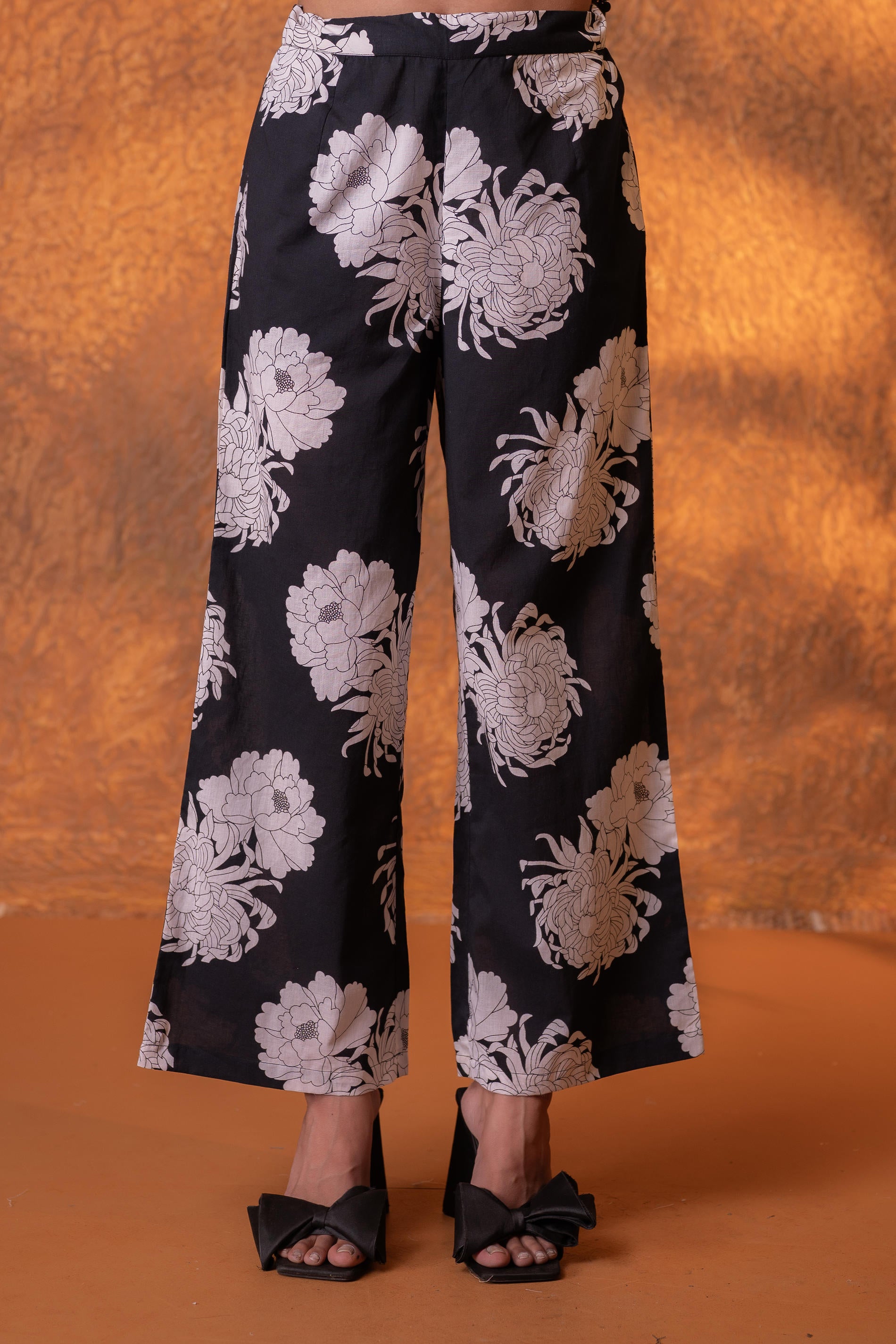Black Cotton A-Line Kurta Pant Set
