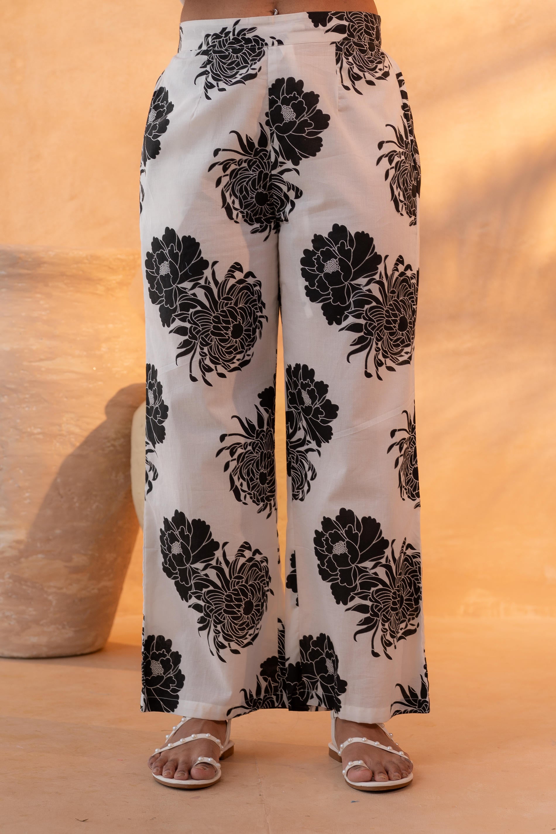 White Cotton A-Line Kurta Pant Set