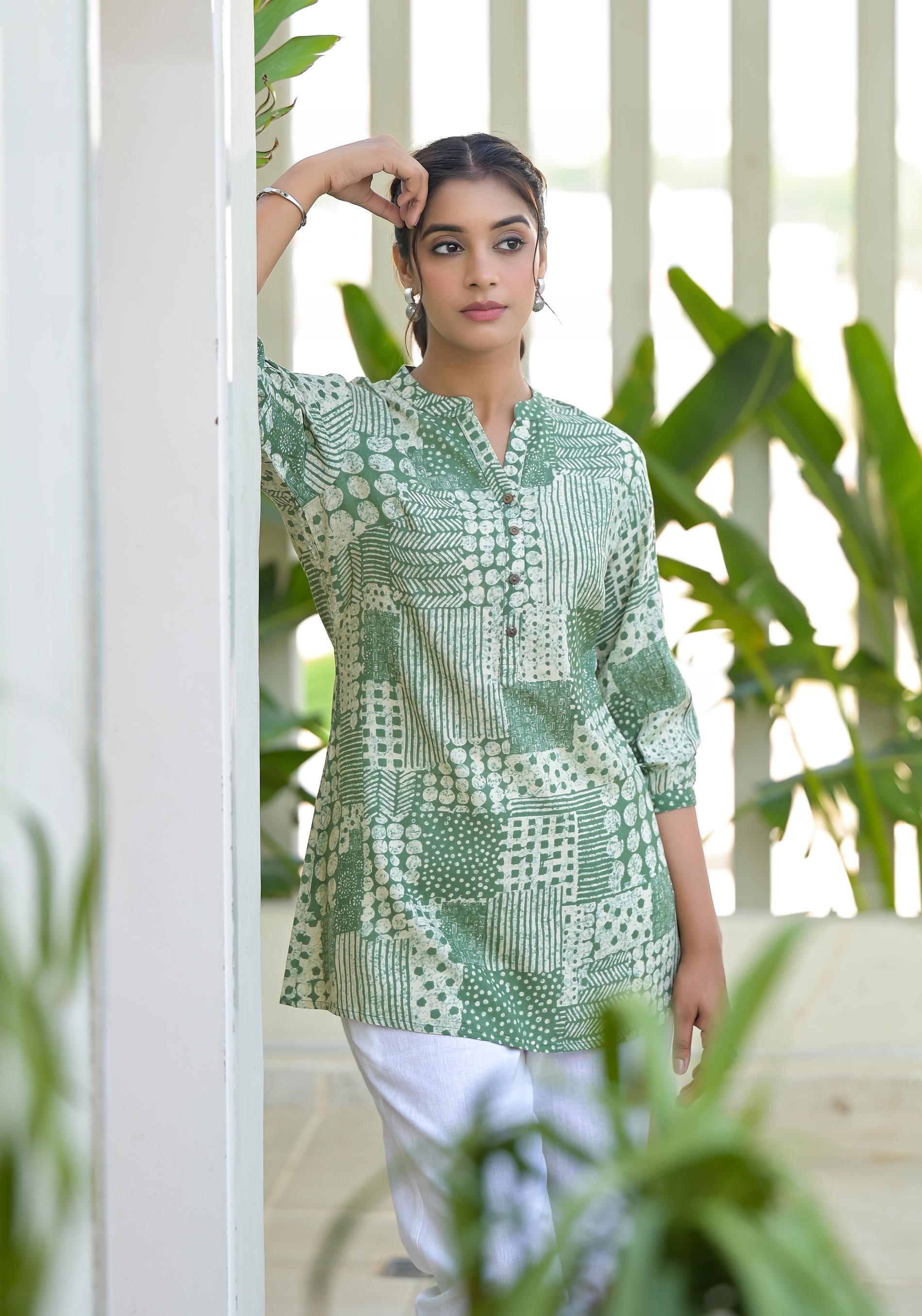 Mint Mosaic Printed Cotton Tunic