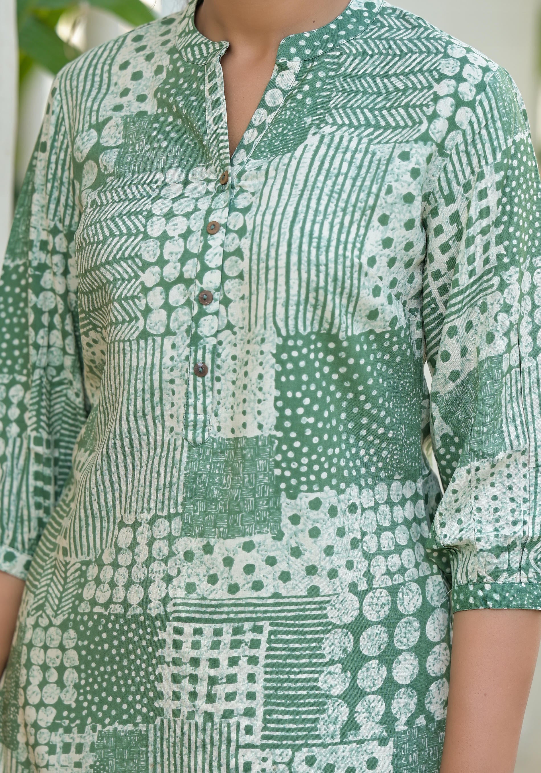 Mint Mosaic Printed Cotton Tunic