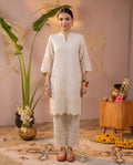 Camel Dune Tonal Schiffli Kurta Set