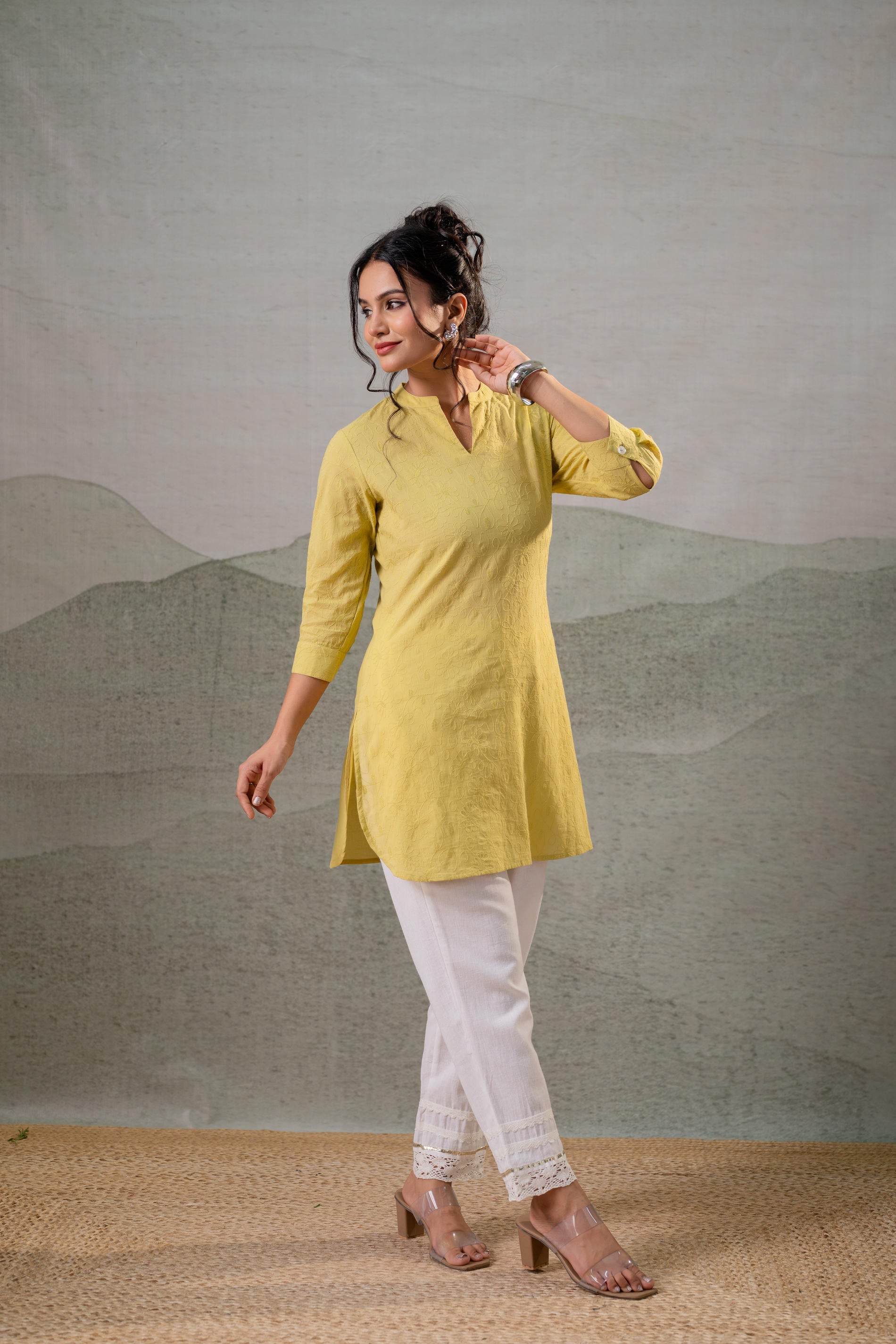 Lime Green Ease Minimal Cotton Tunic