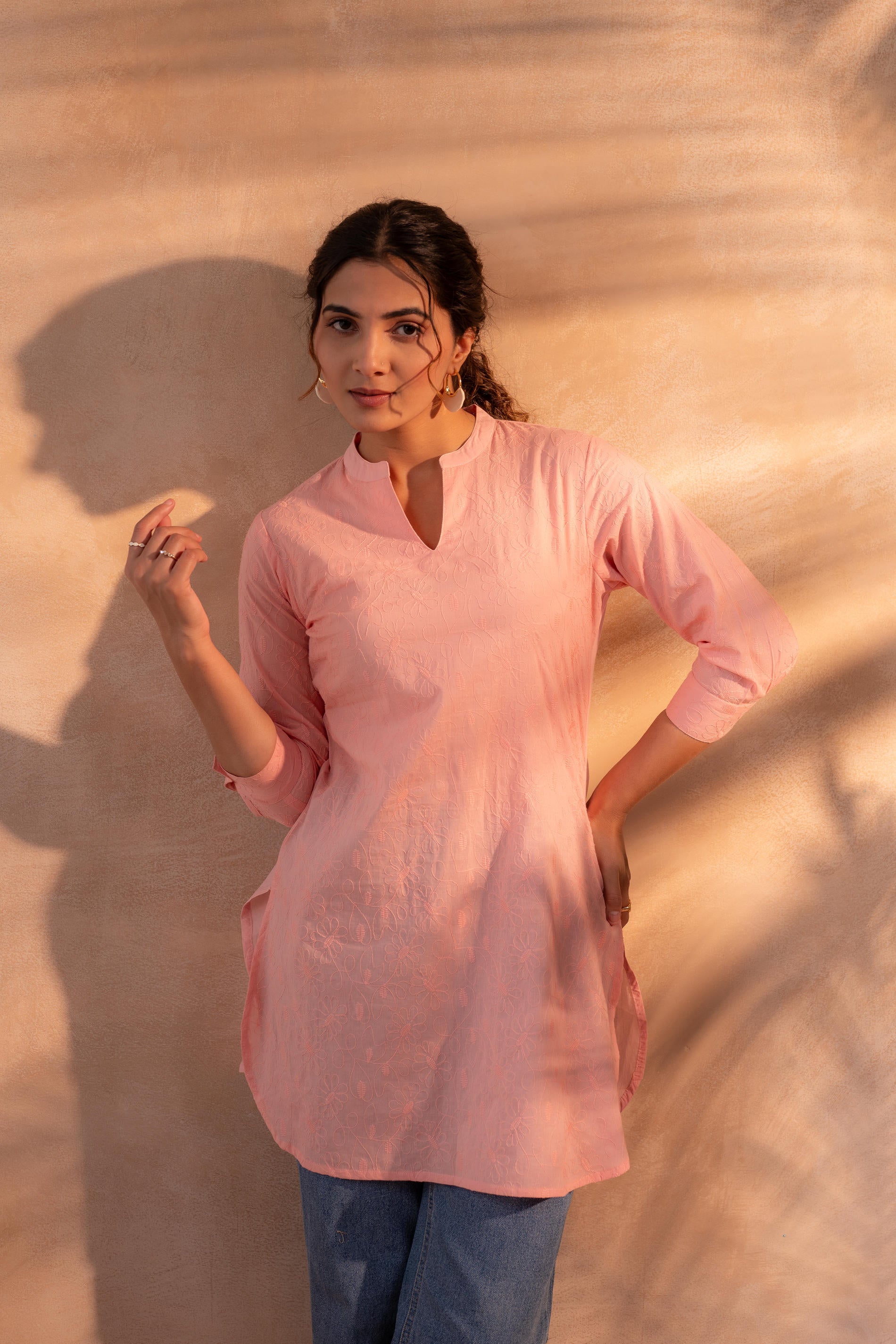 Peach  Ease Minimal Cotton Tunic