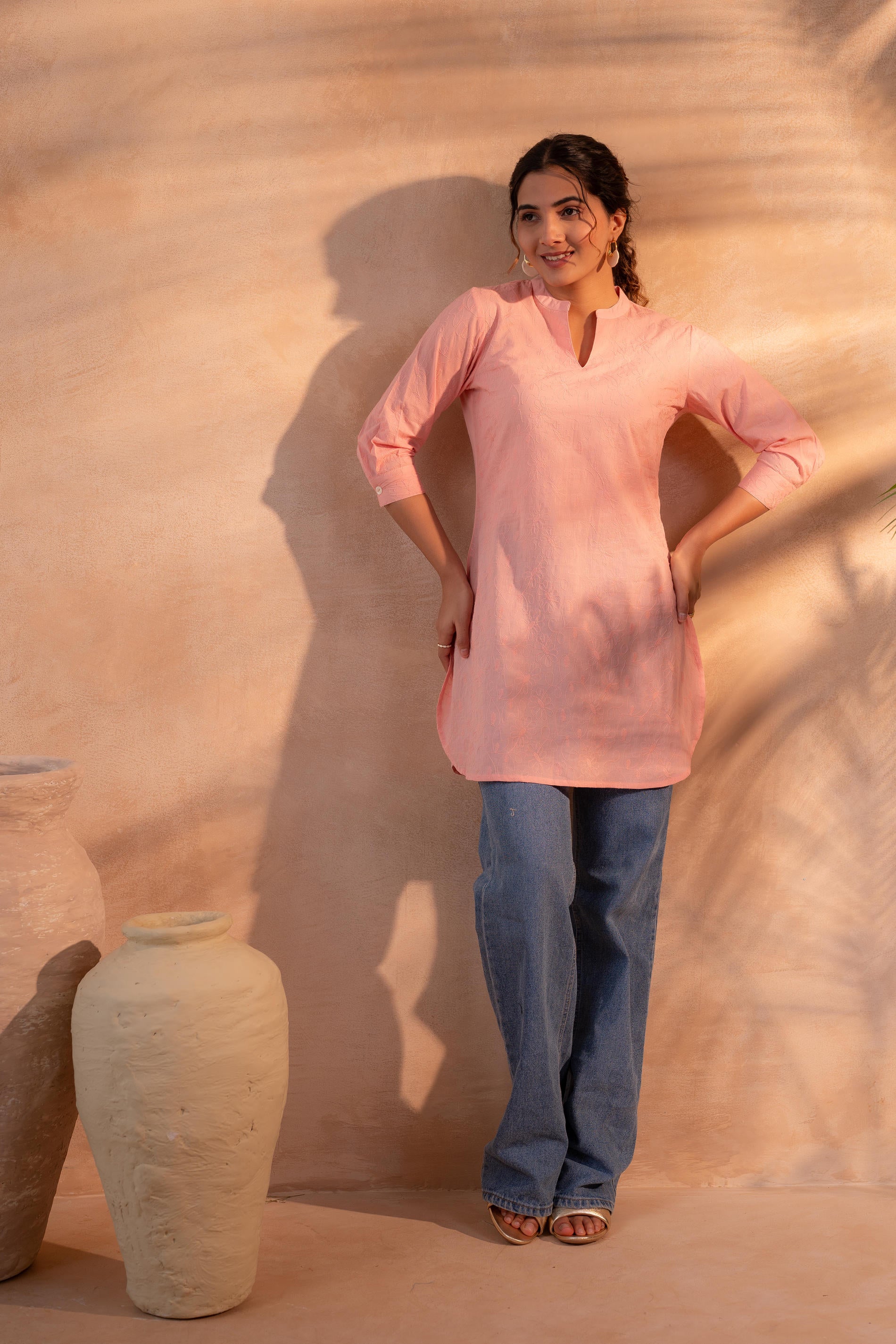 Peach  Ease Minimal Cotton Tunic