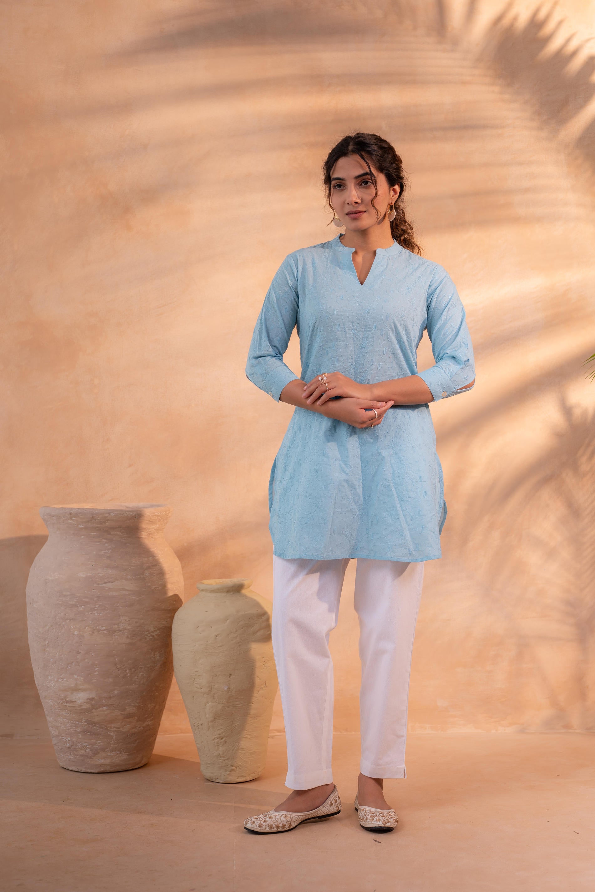 Sky Blue  Ease Minimal Cotton Tunic