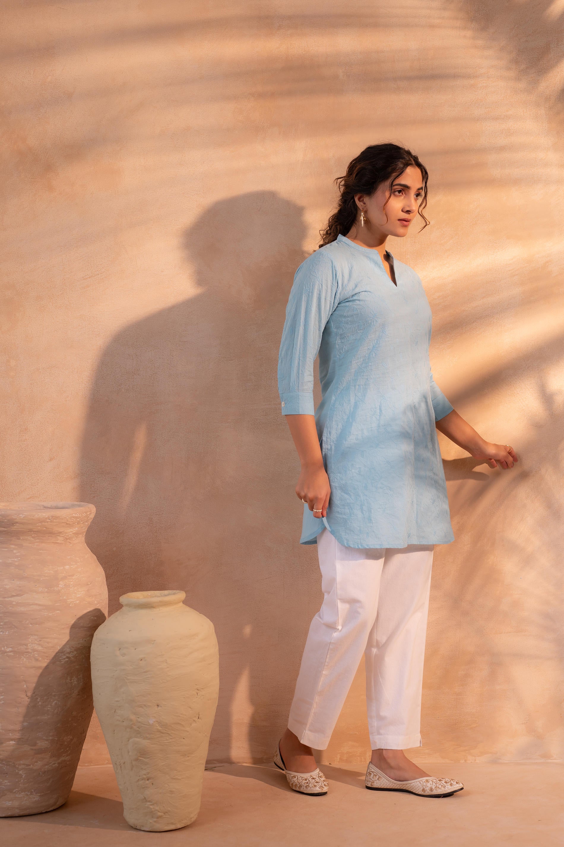 Sky Blue  Ease Minimal Cotton Tunic