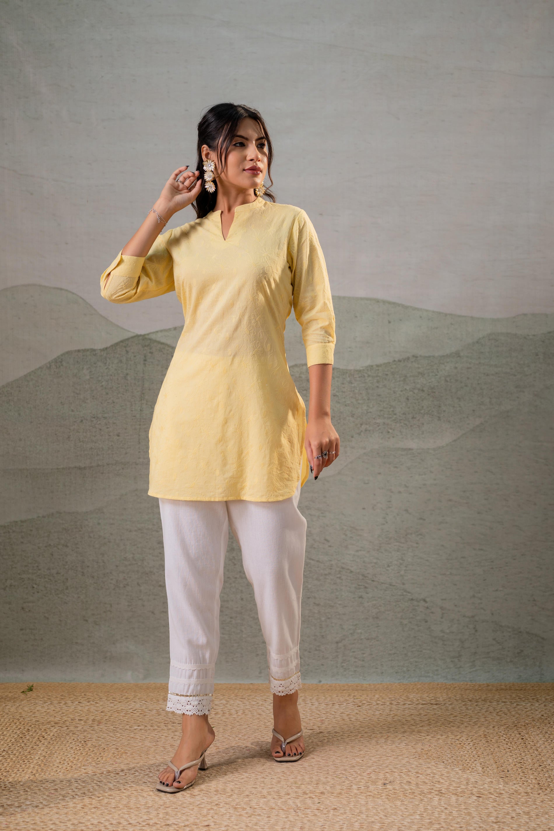 Yellow  Ease Minimal Cotton Tunic
