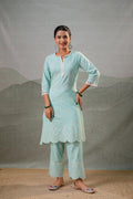 Mint Noor Scallop Schiffli Kurta Set