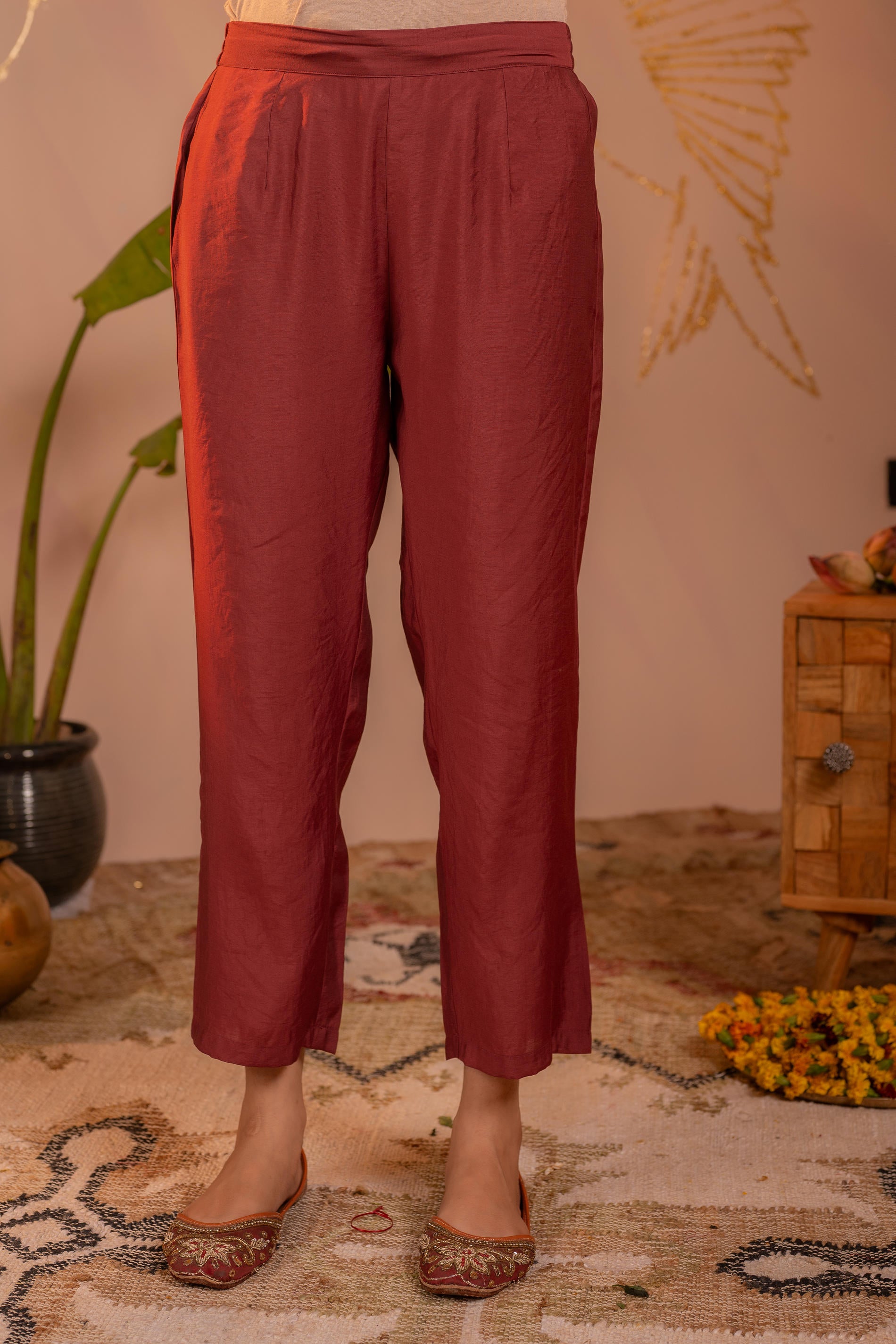 Rosegold Blossom -Pinted Kurta Pant And Dupatta Set