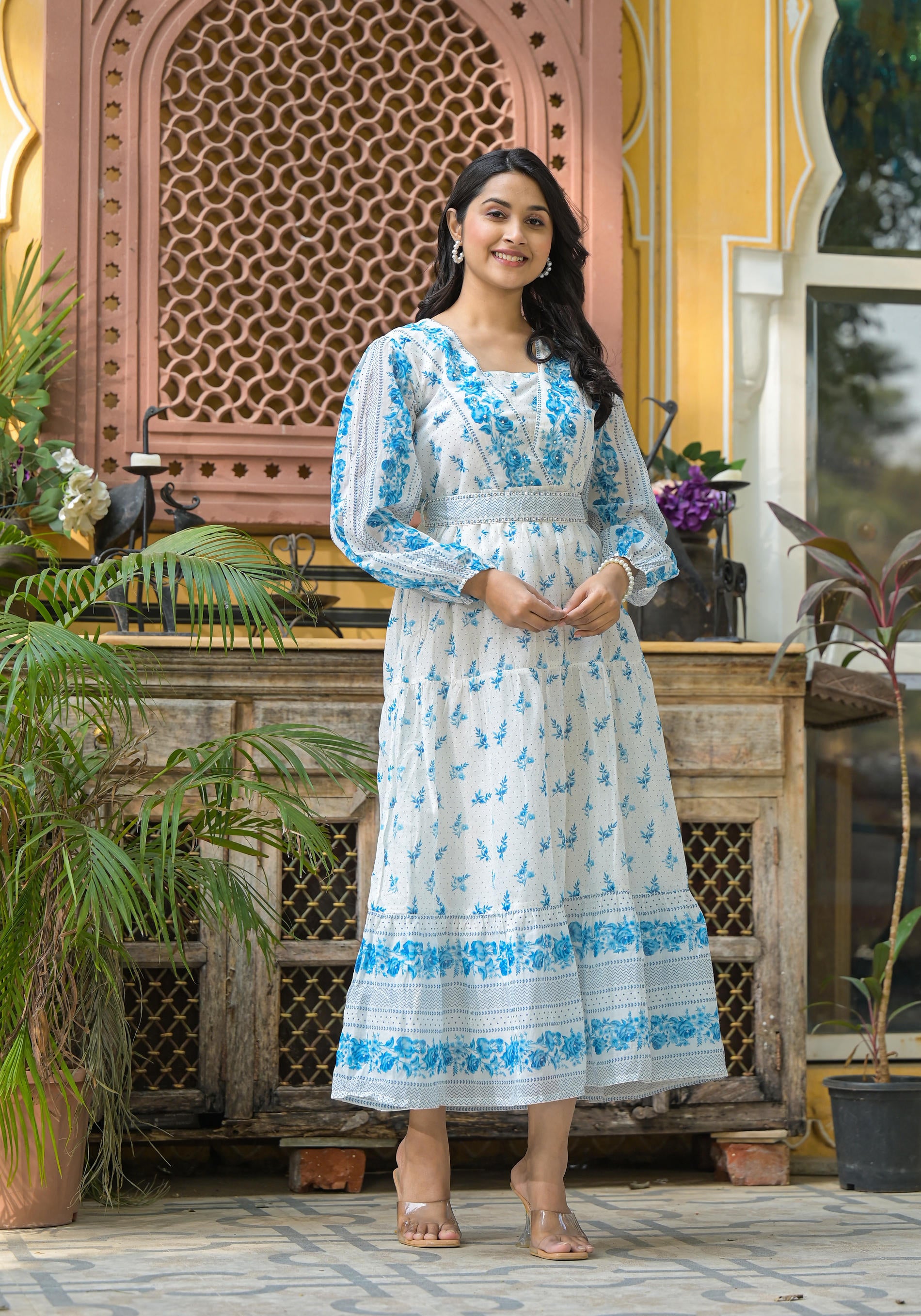 Whispering Sky Floral Midi Dress