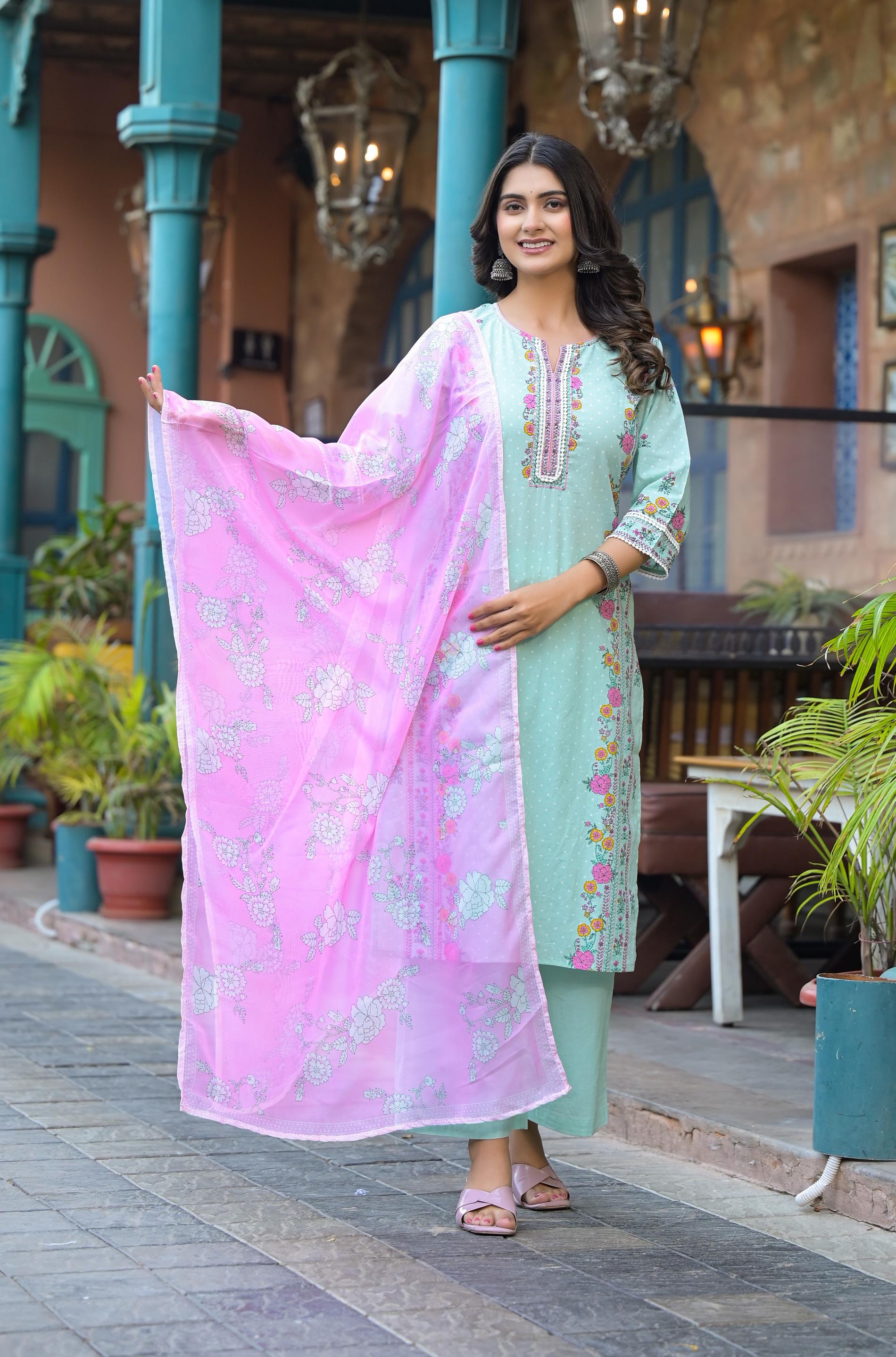 Pastel Harmony printed Kurta Set