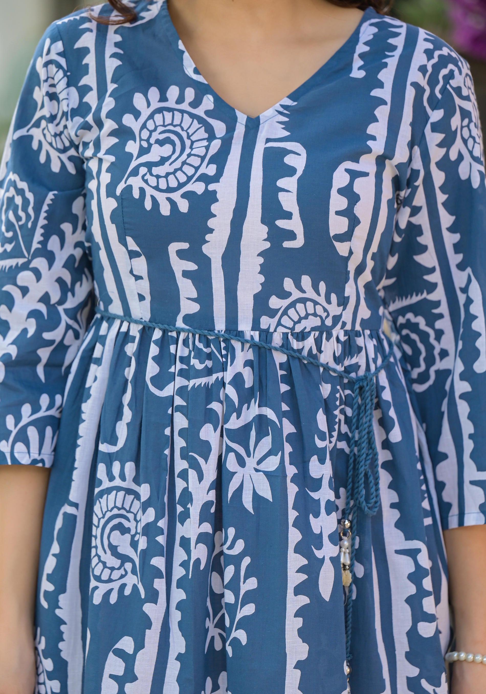 Indigo Breeze Boho Printed Short Dress