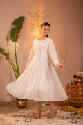 Cotton White Blush Lace PatchWork Anarkali Kurta