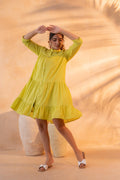 Zest Bloom Green Tiered Summer Dress