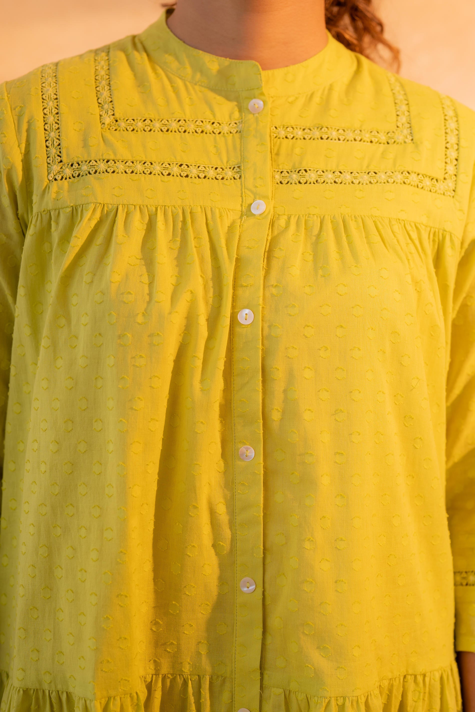 Zest Bloom Green Tiered Summer Dress