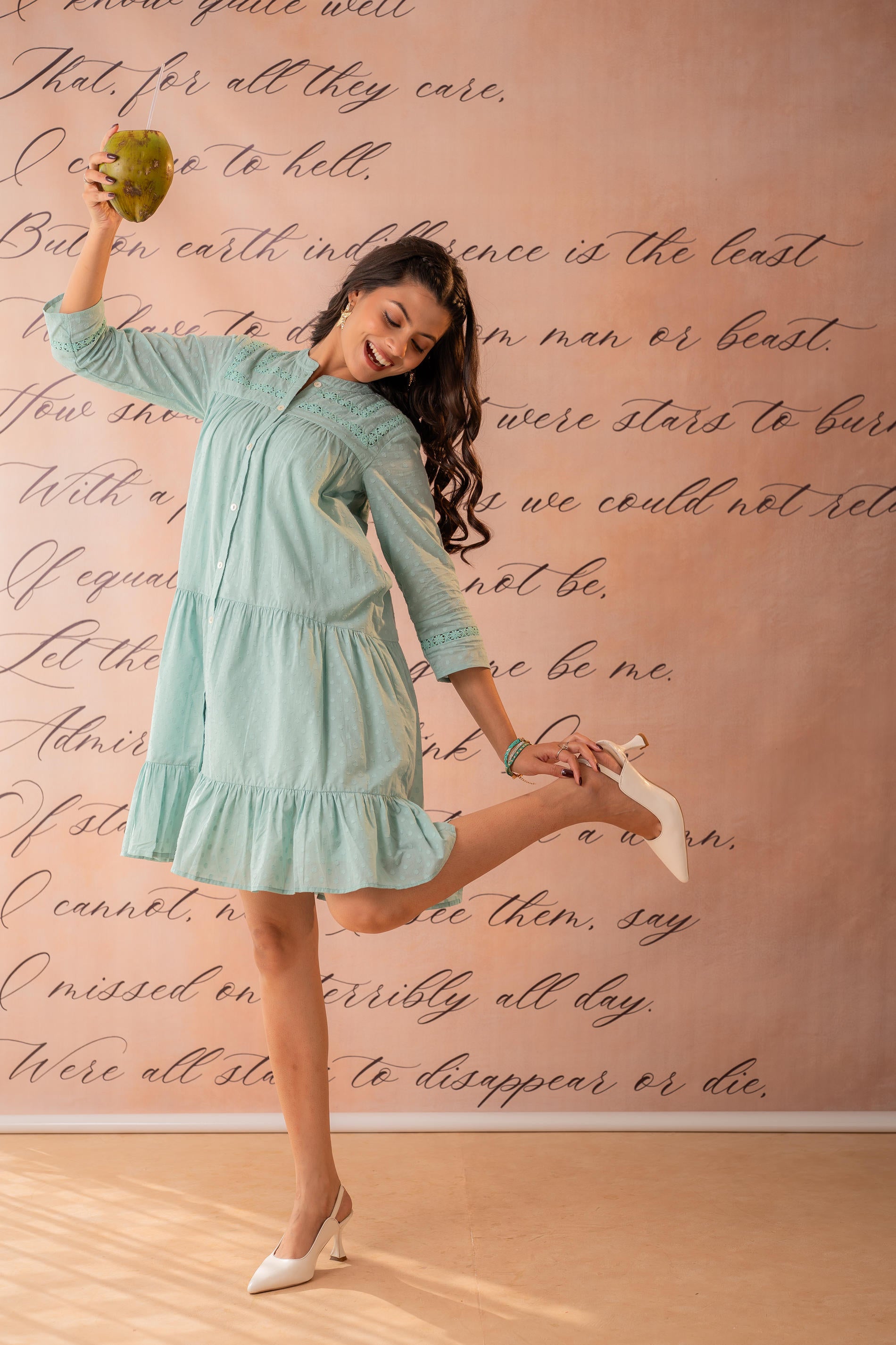Zest Bloom Mint Tiered Summer Dress