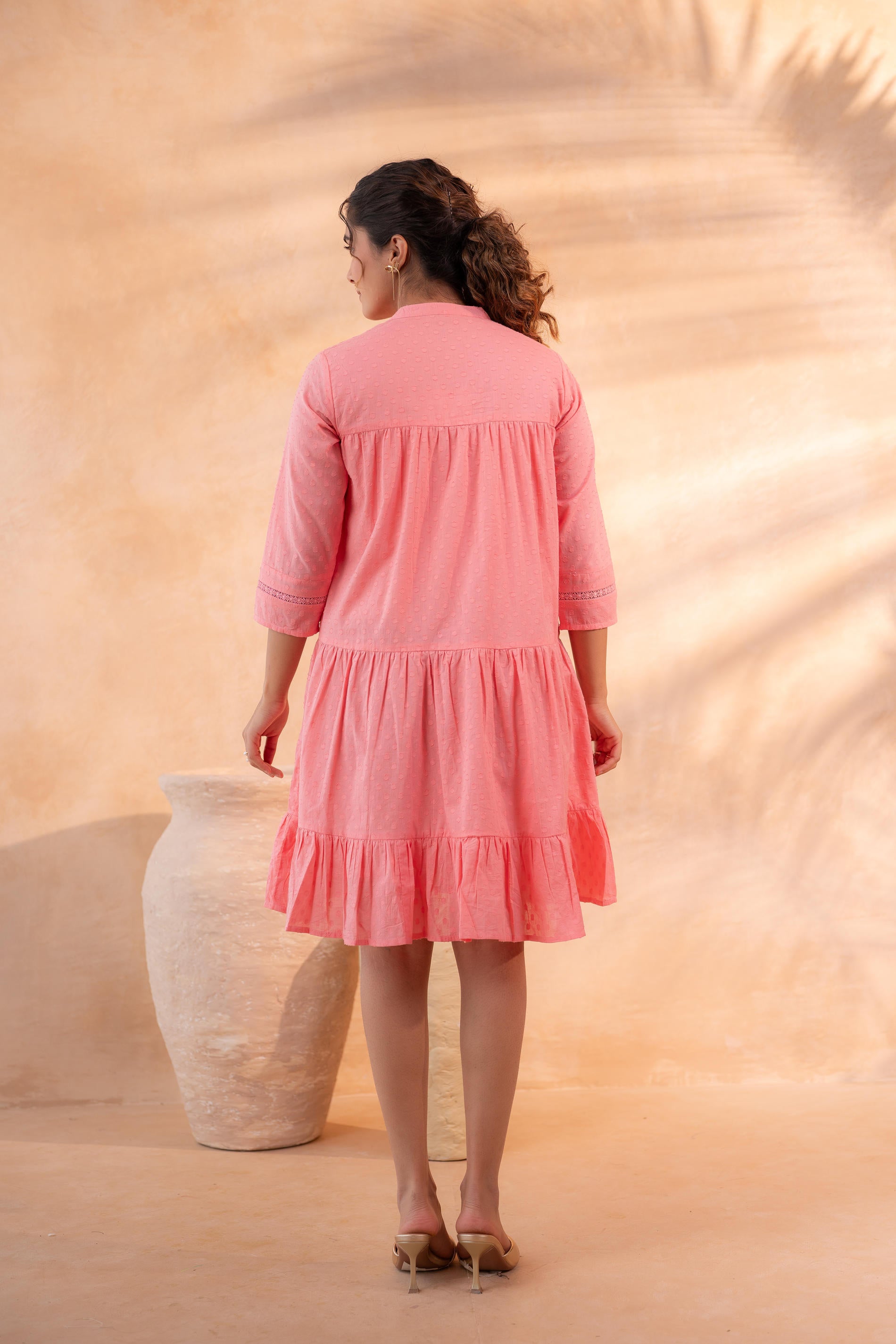 Zest Bloom Peach Tiered Summer Dress