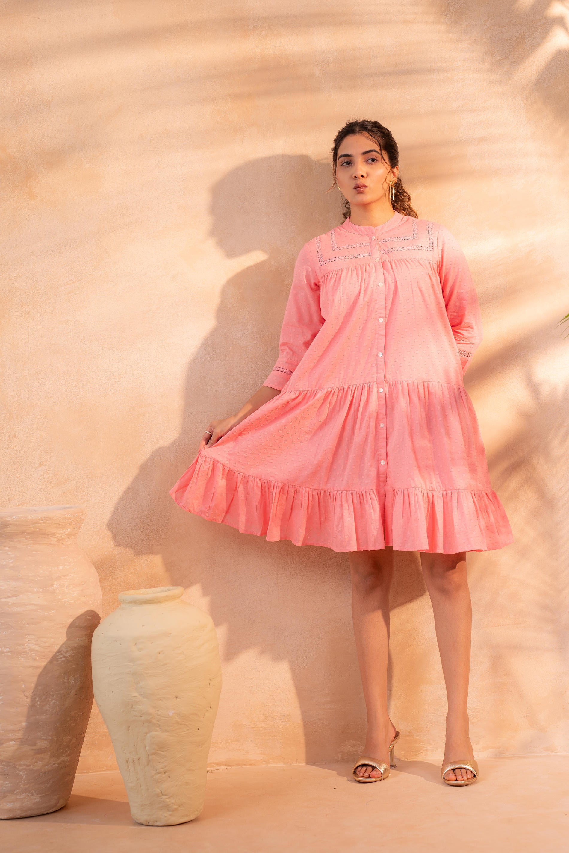 Zest Bloom Peach Tiered Summer Dress