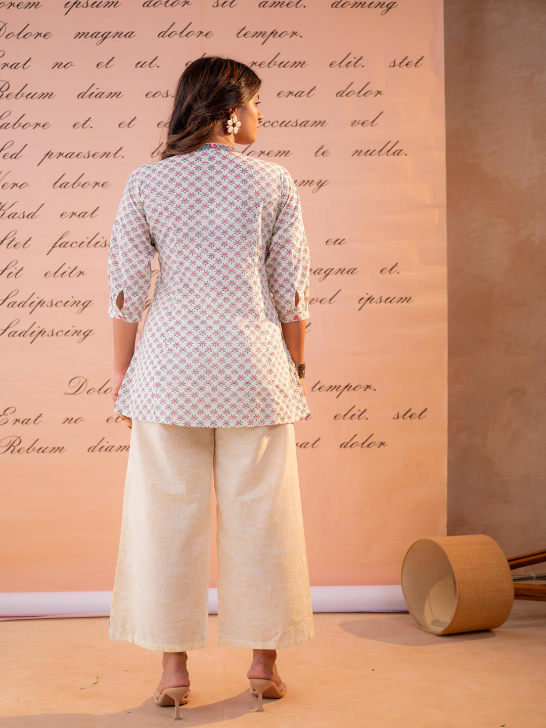 Off-White Blossom Kurta Set with Printed Palazzos