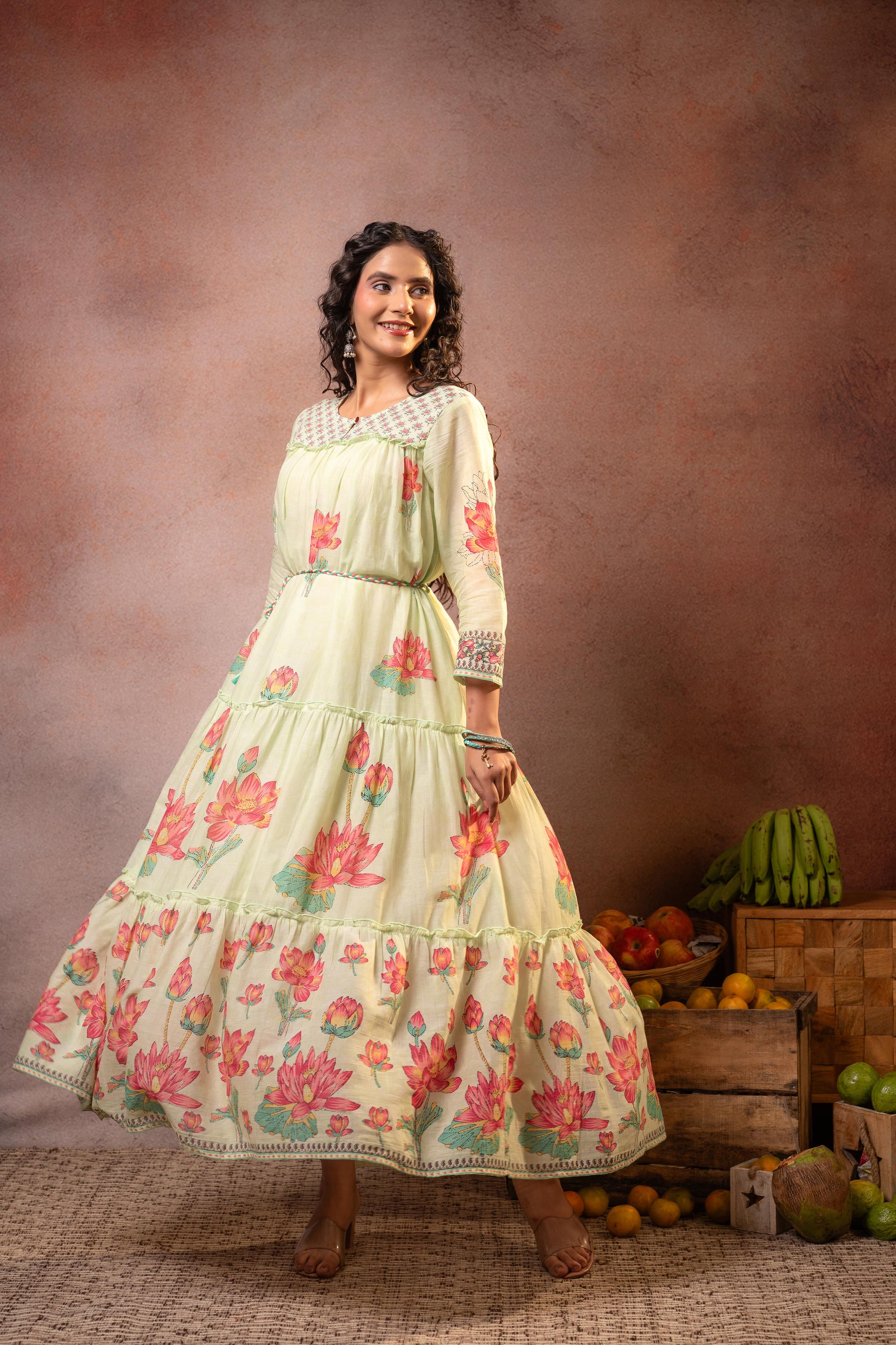 Pistagreen Gulbahar Tiered Boho Maxi Dress