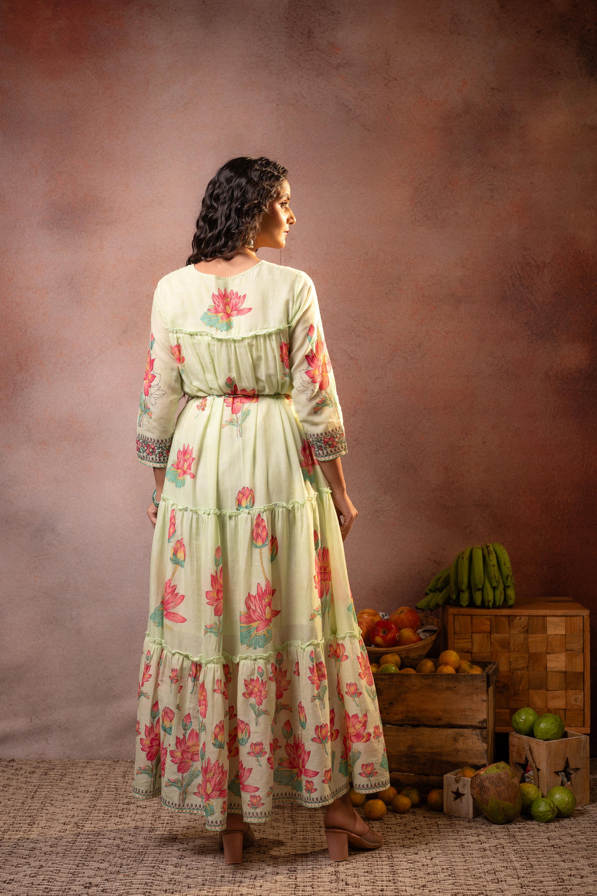 Pistagreen Gulbahar Tiered Boho Maxi Dress