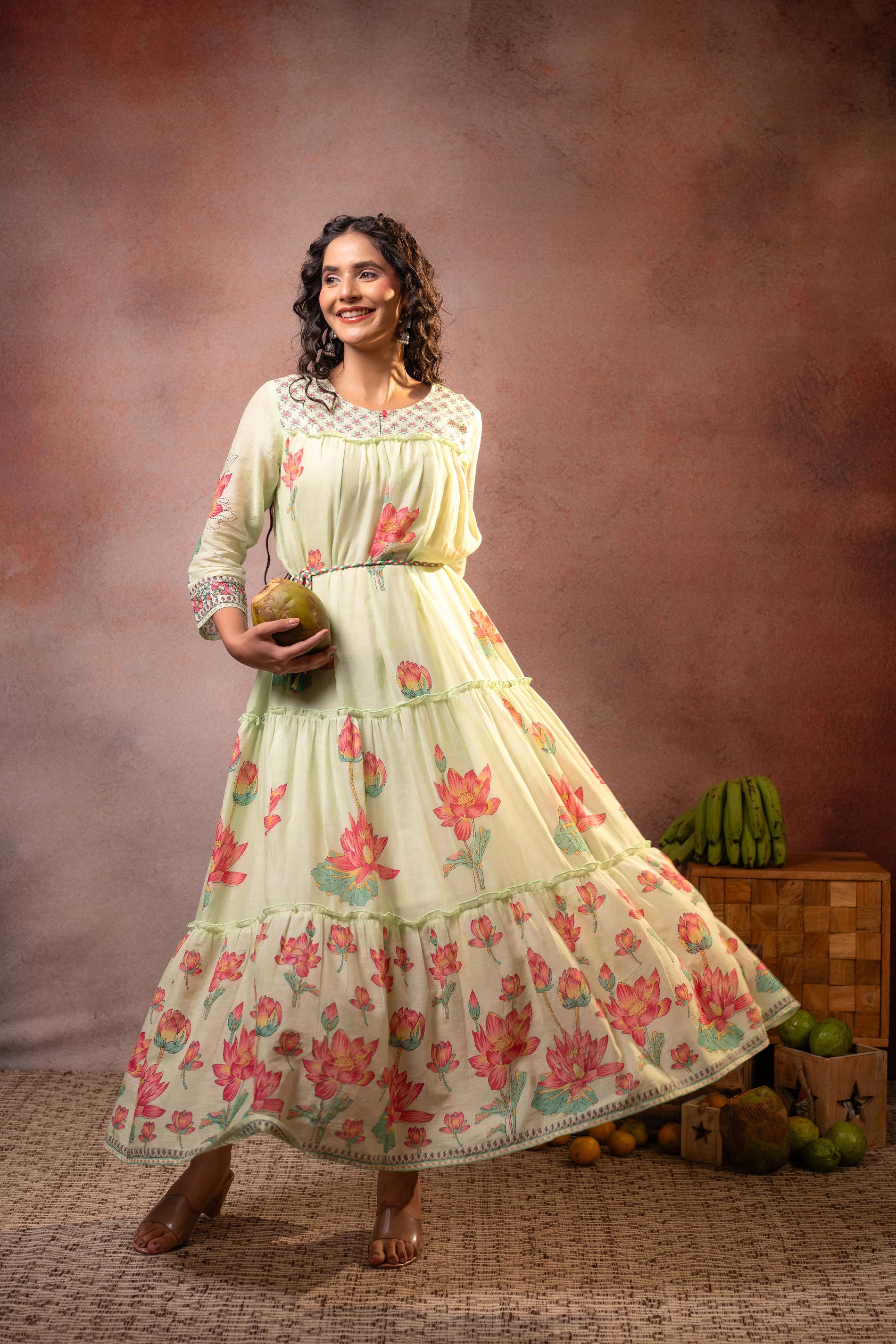 Pistagreen Gulbahar Tiered Boho Maxi Dress