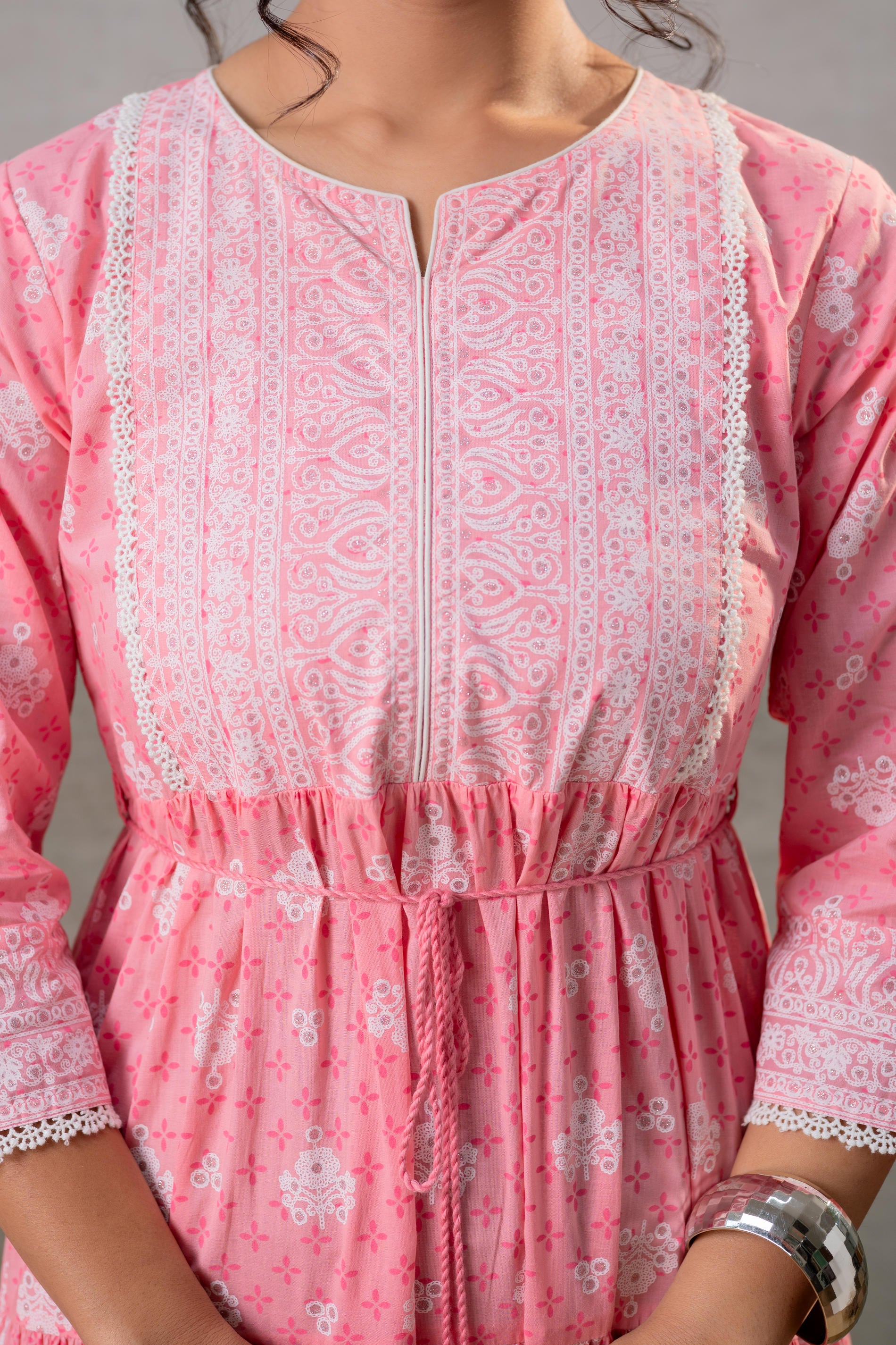 Baby Pink Tiered Anarkali Dress