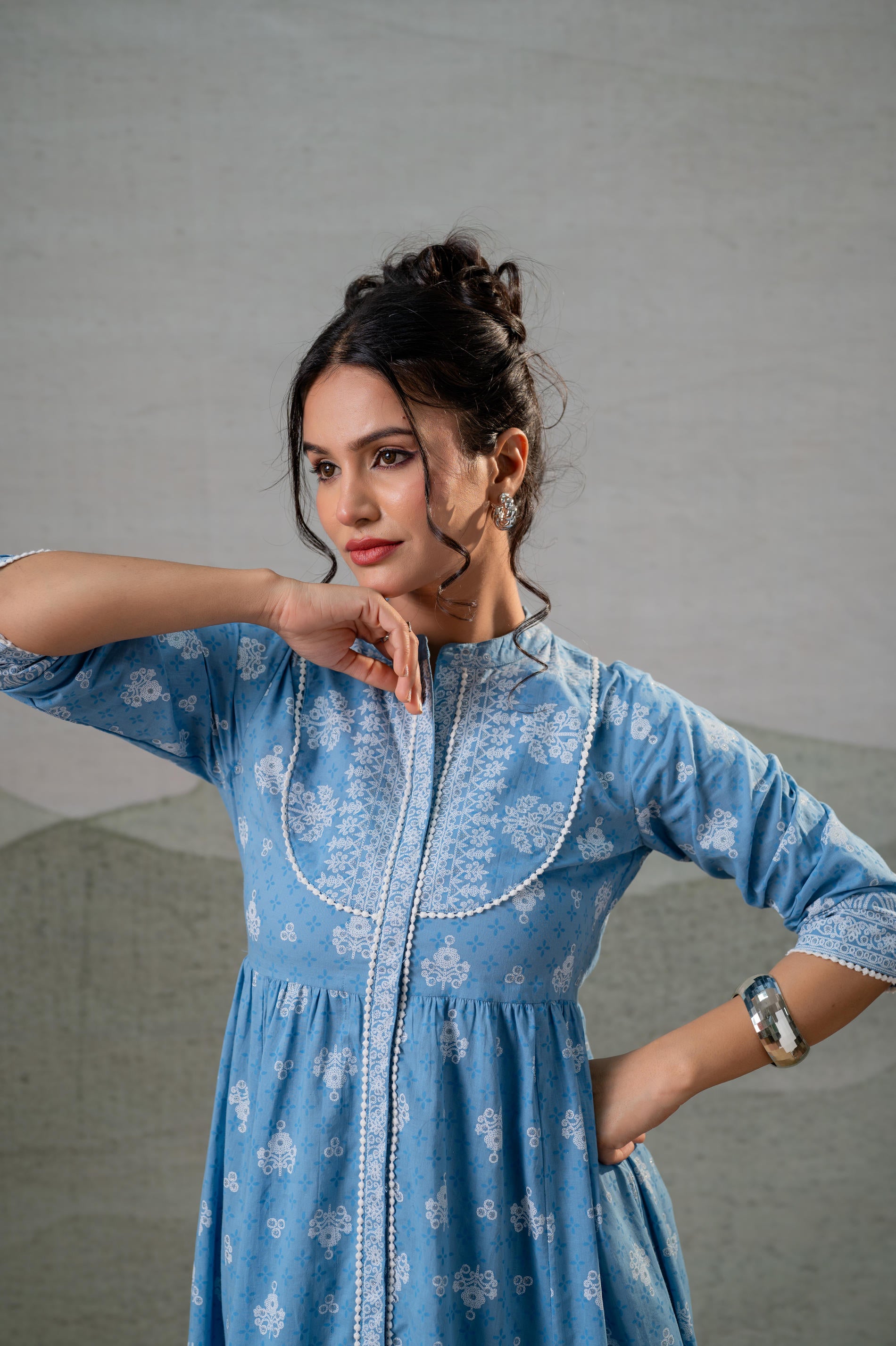 Neel Pushp Gathered Anarkali Dress