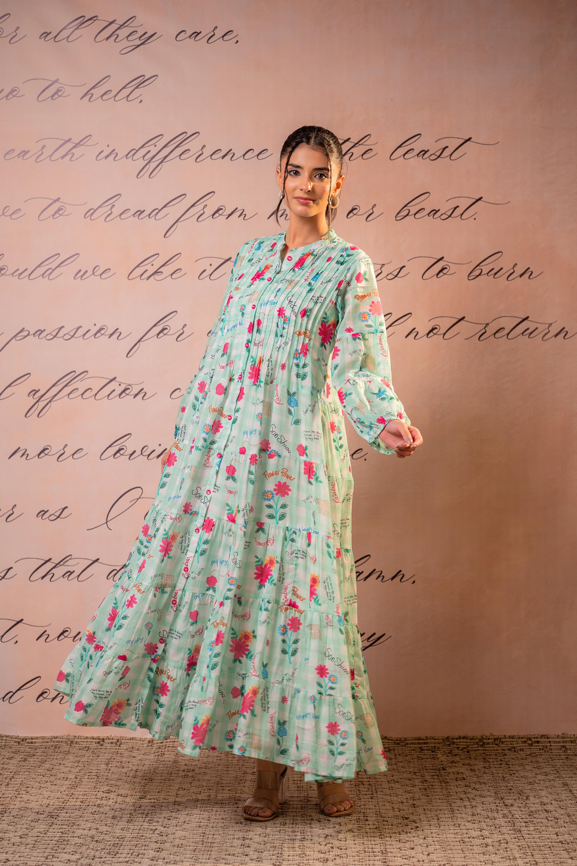 Mint Blossom Tiered Maxi Dress