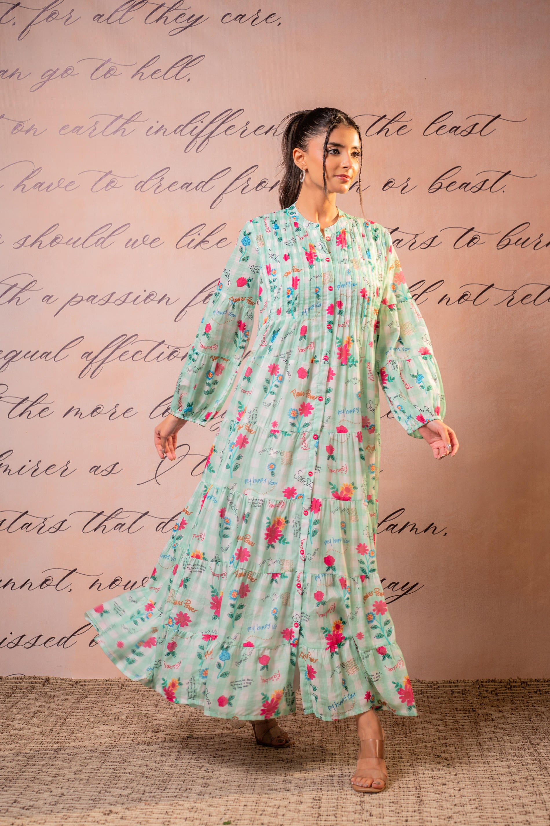 Mint Blossom Tiered Maxi Dress