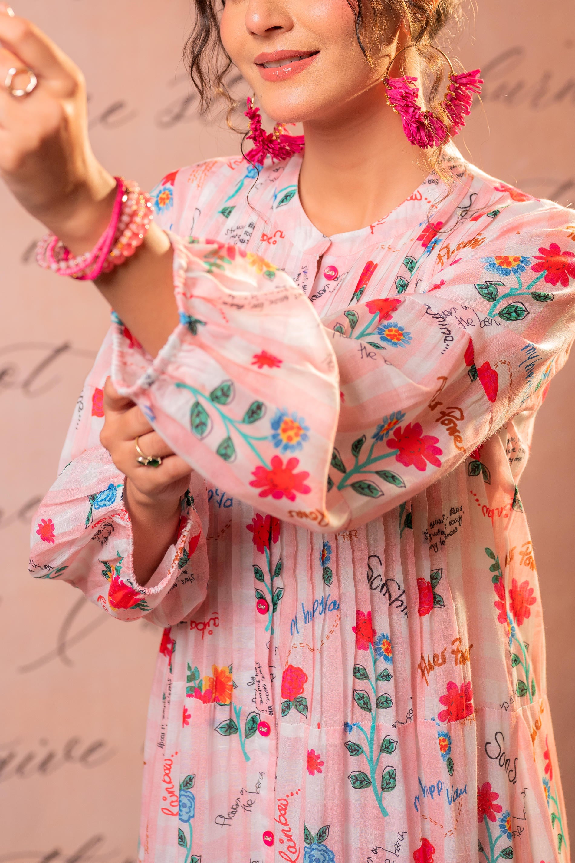Pink Blossom Tiered Maxi Dress