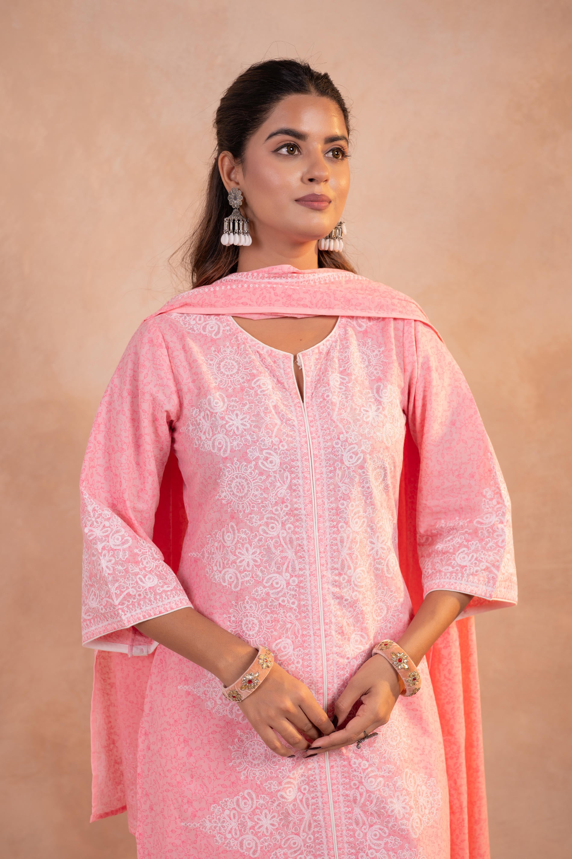 Blush Noor Printed Kurta Pant And Dupatta Set