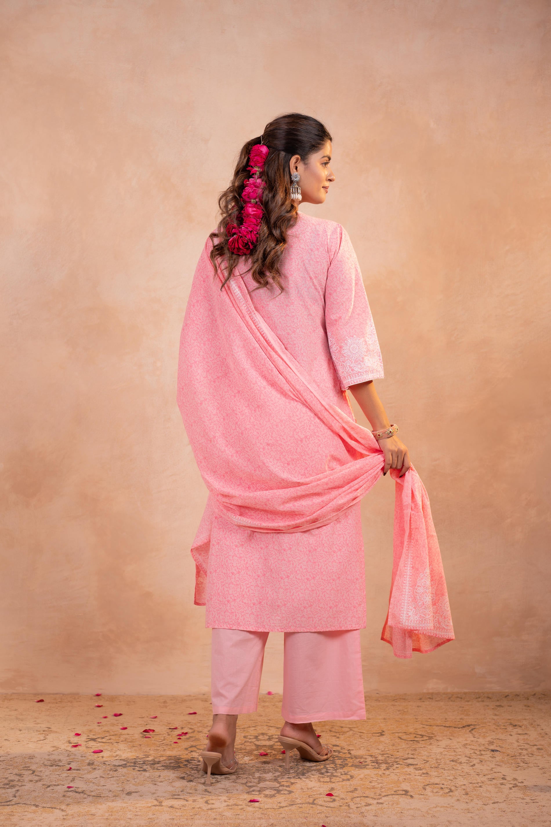 Blush Noor Printed Kurta Pant And Dupatta Set