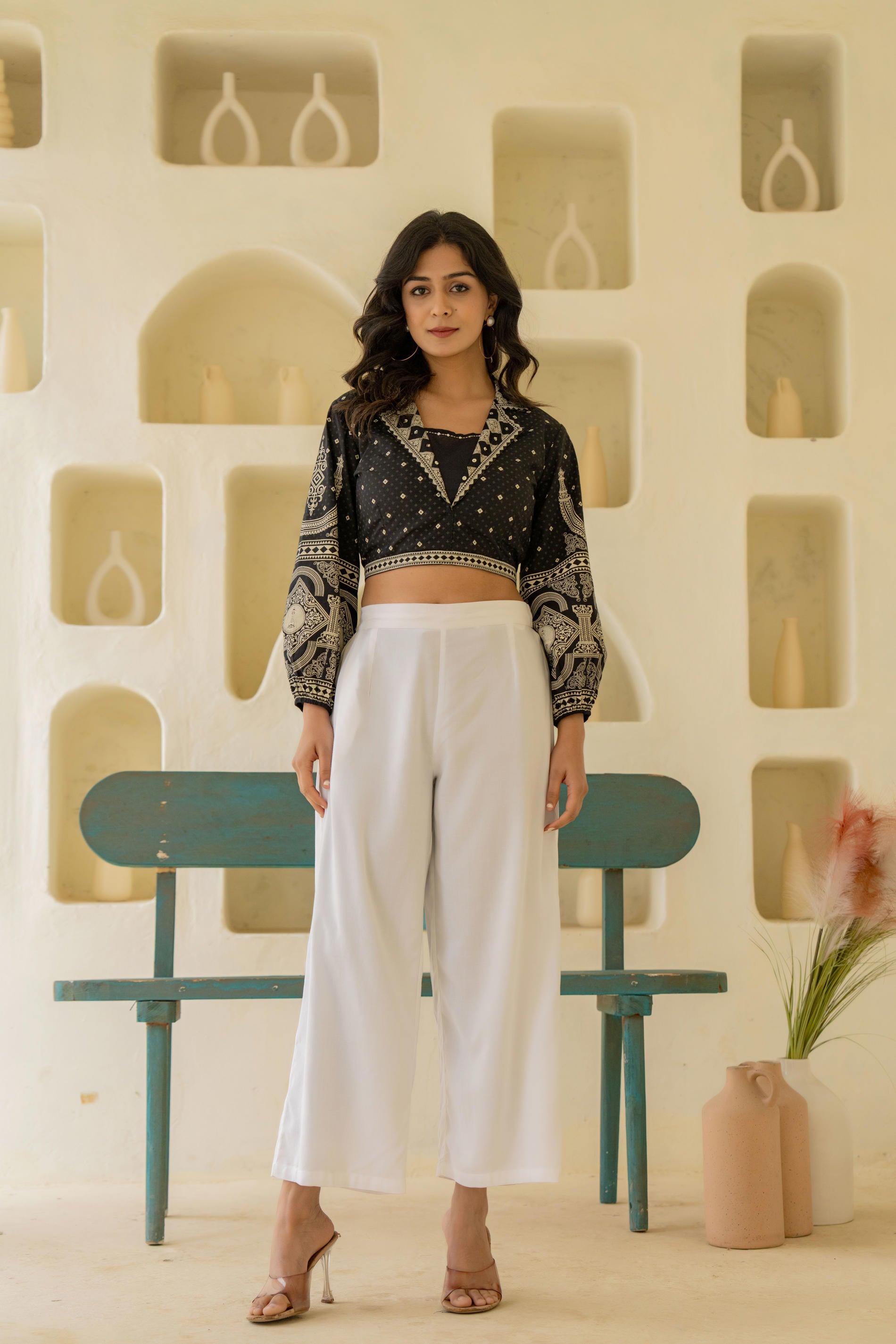 Solid White High-Waist Wide-Leg Palazzo Pants