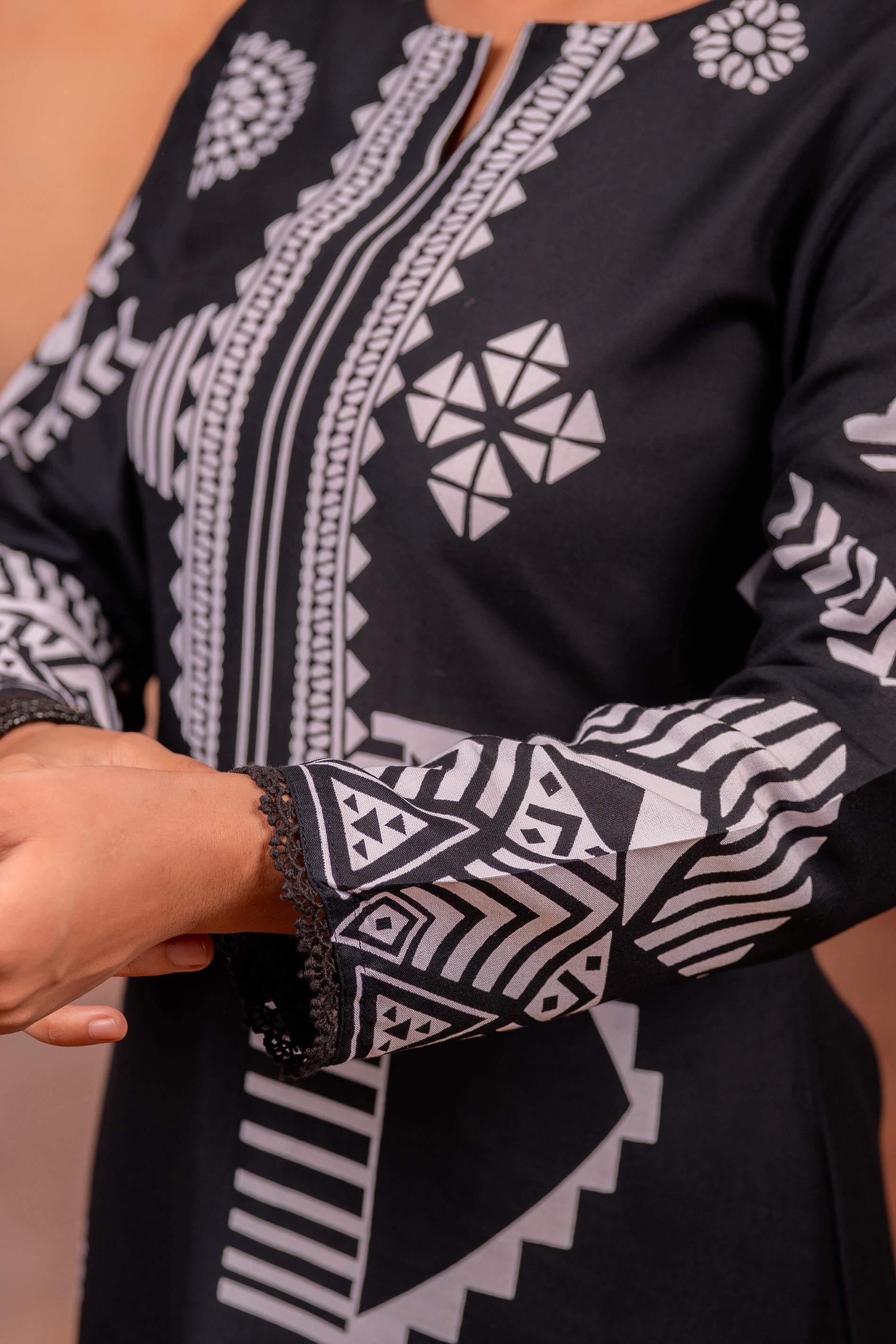 Noir Tribal Graphic Kurta Set