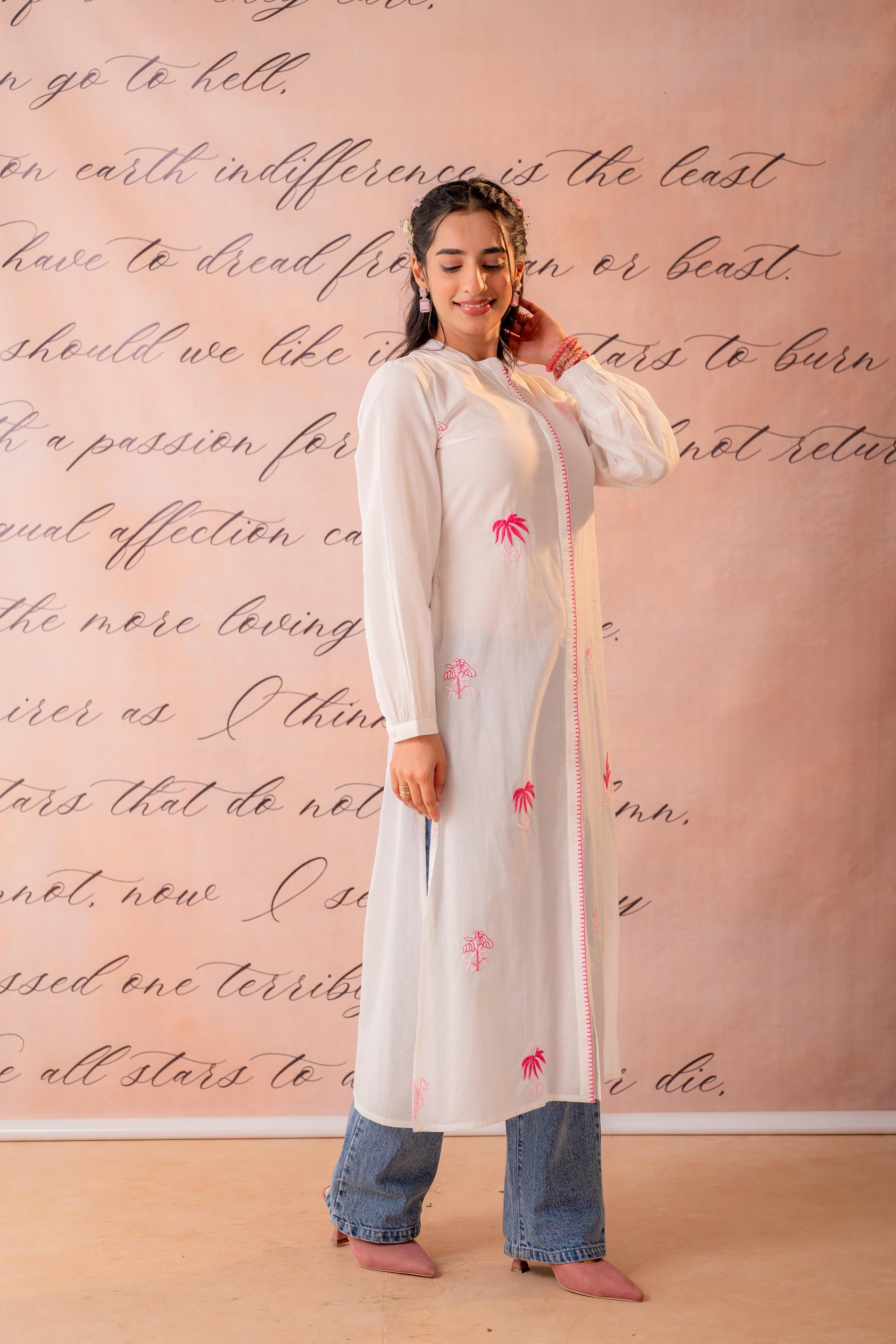 Gulnaar  Embroidered A-Line Kurta