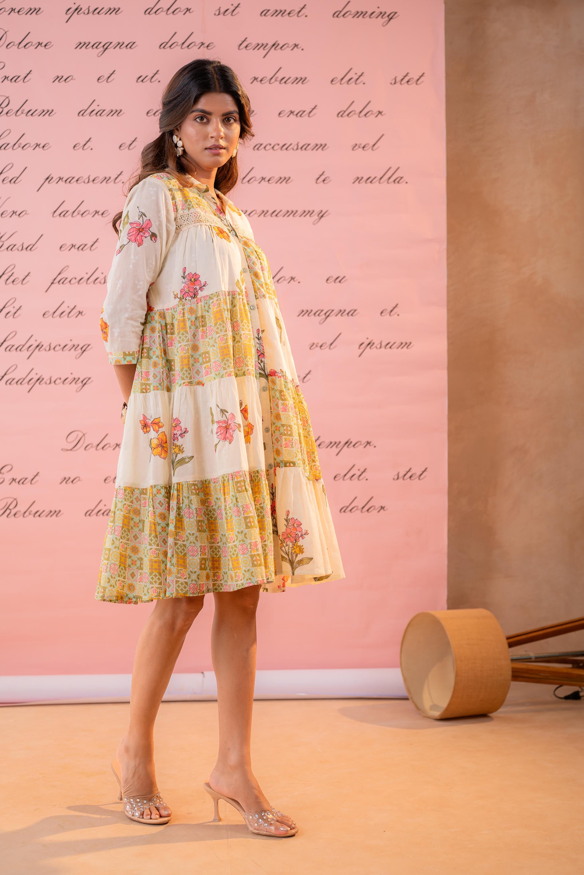 Off-White  Meadow Patchwork Tier Dress