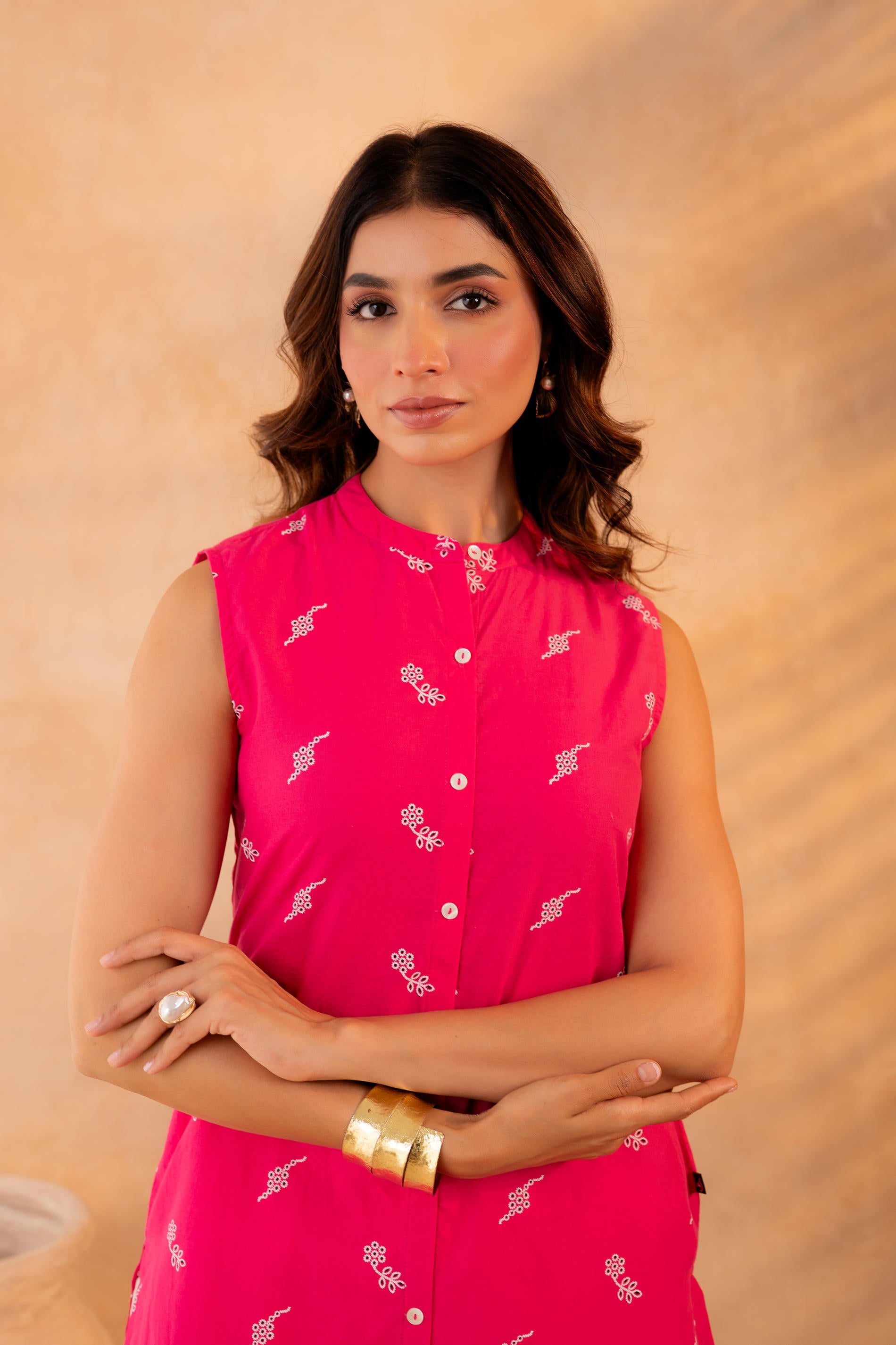 Fuchsia Bloom Border Kurta