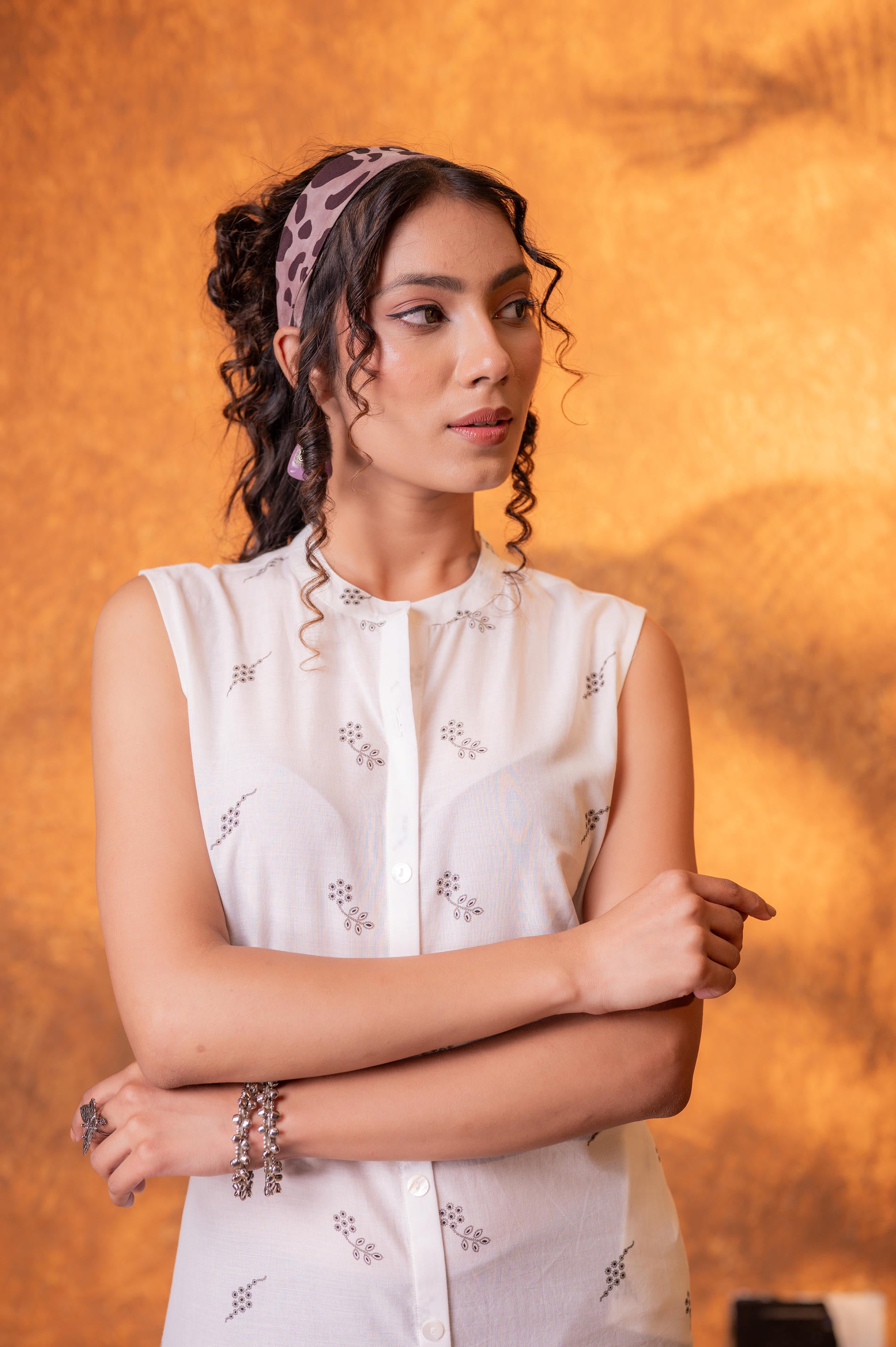 Black & White Bloom Border Kurta