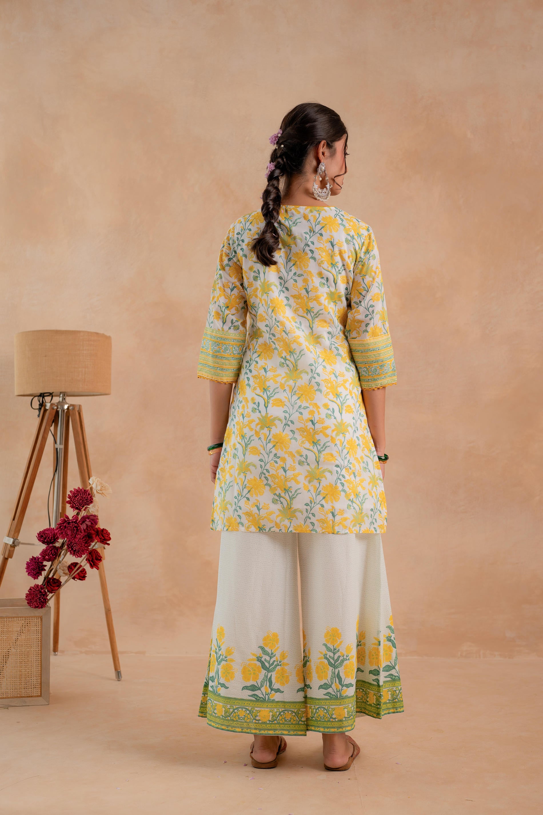 Gulbahaar Off-White Floral Printed Kurta Palazzo And Dupatta Set