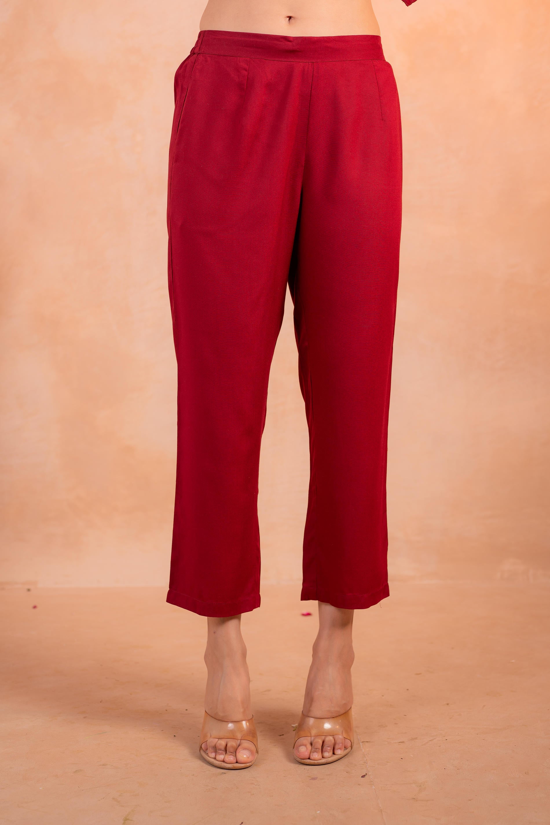 Maroon Embroidered Straight Kurta Set with Printed Dupatta