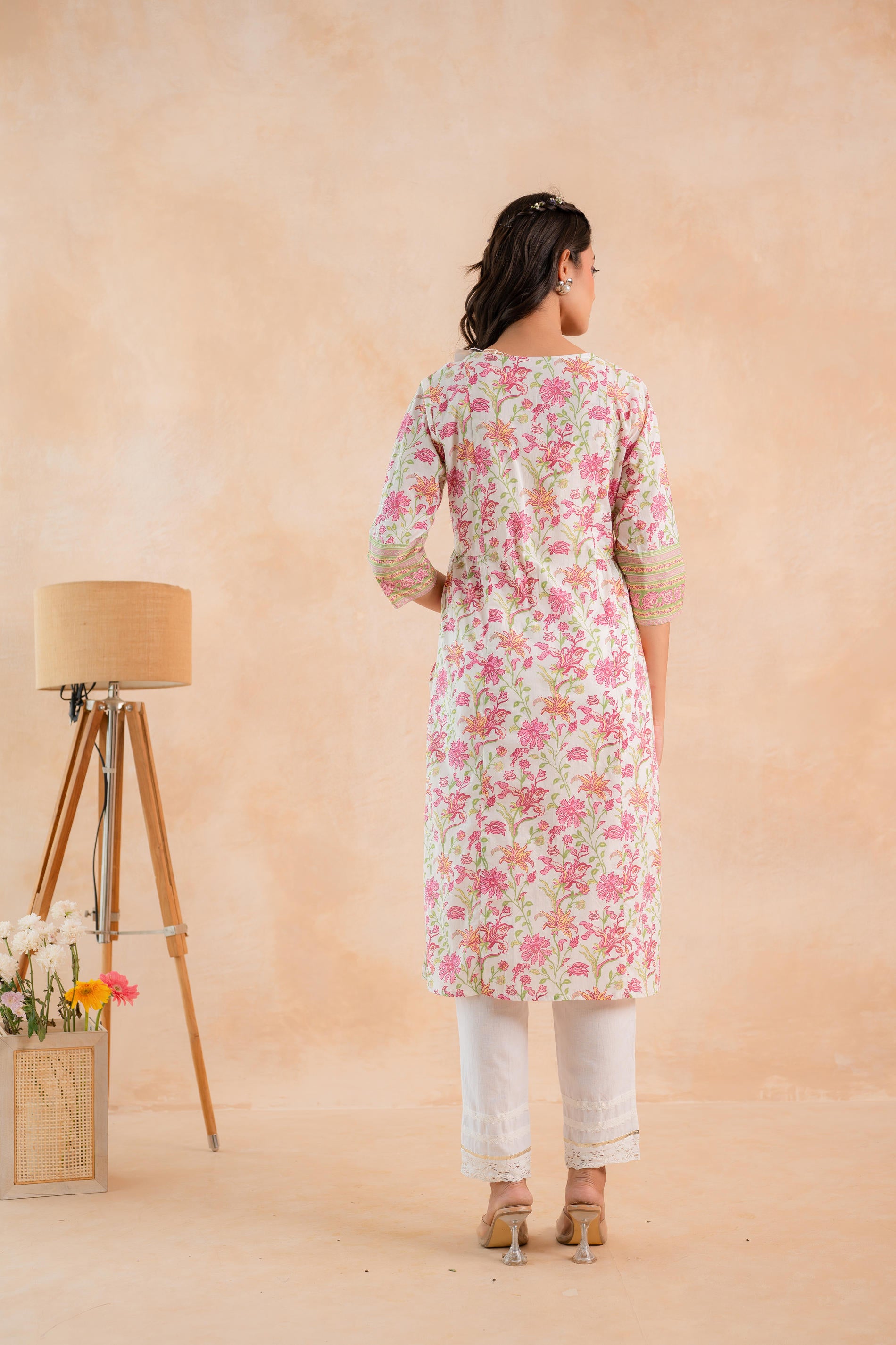Ivory Blossom Panelled Kurta