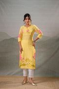Gulbahaar Yellow Floral Placement Kurta