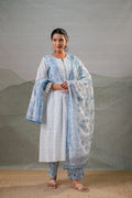 Neelambar Skyblue Printed Flared Kurta Pant And Dupatta Set