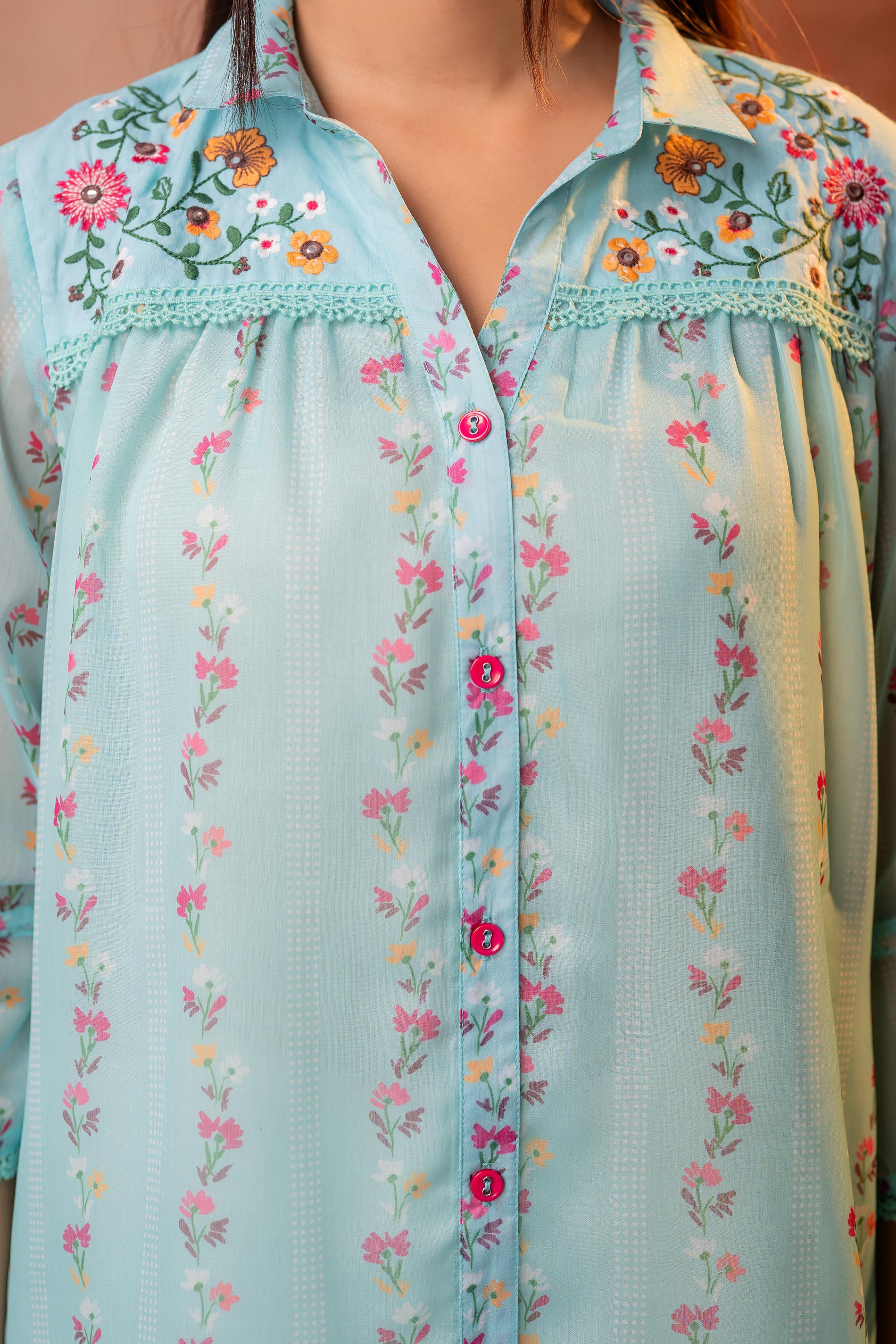 Blue Floral Printed Tunic