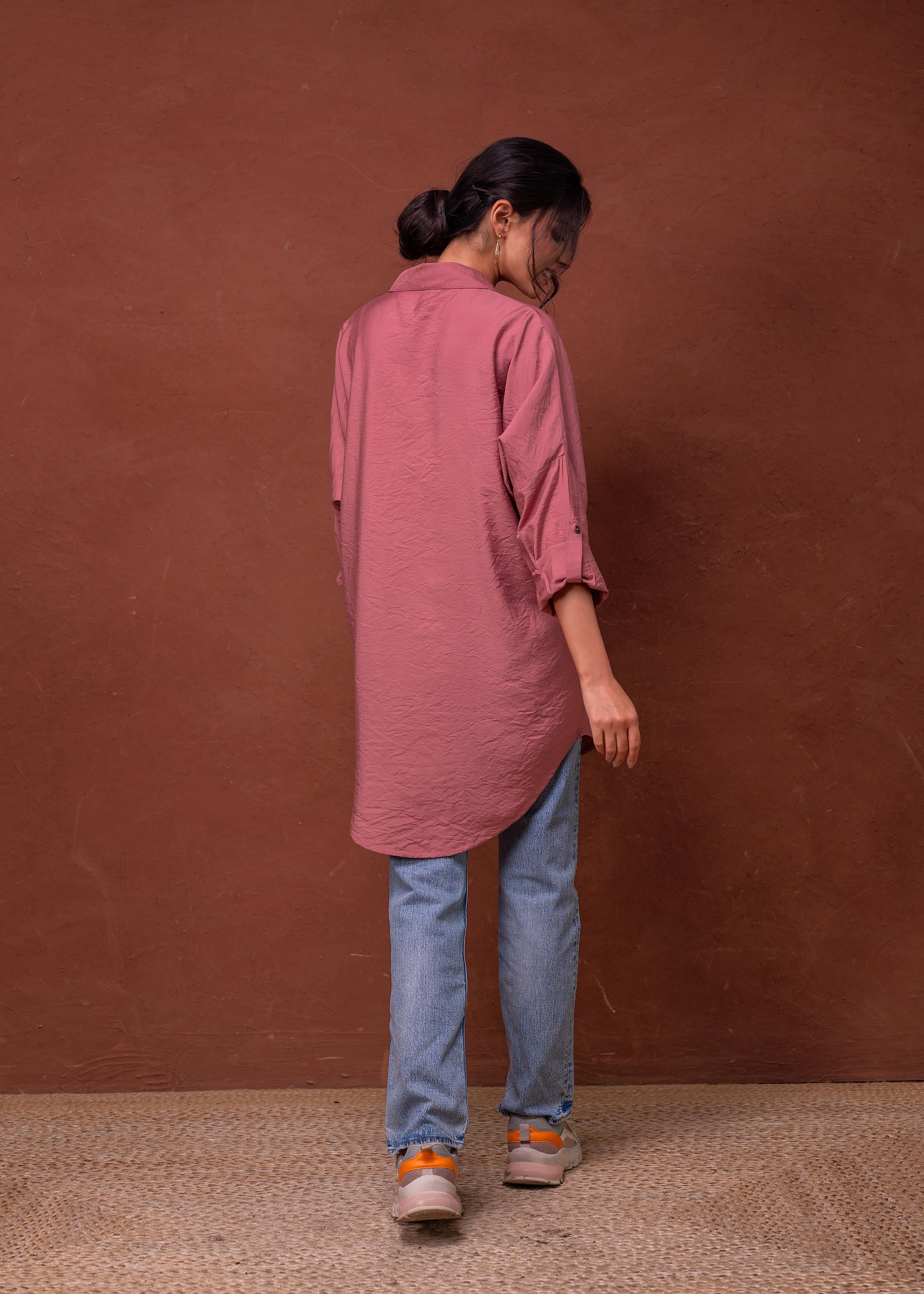 Viscose Dustypink Embellished Shirt with Sequin & Bead Details