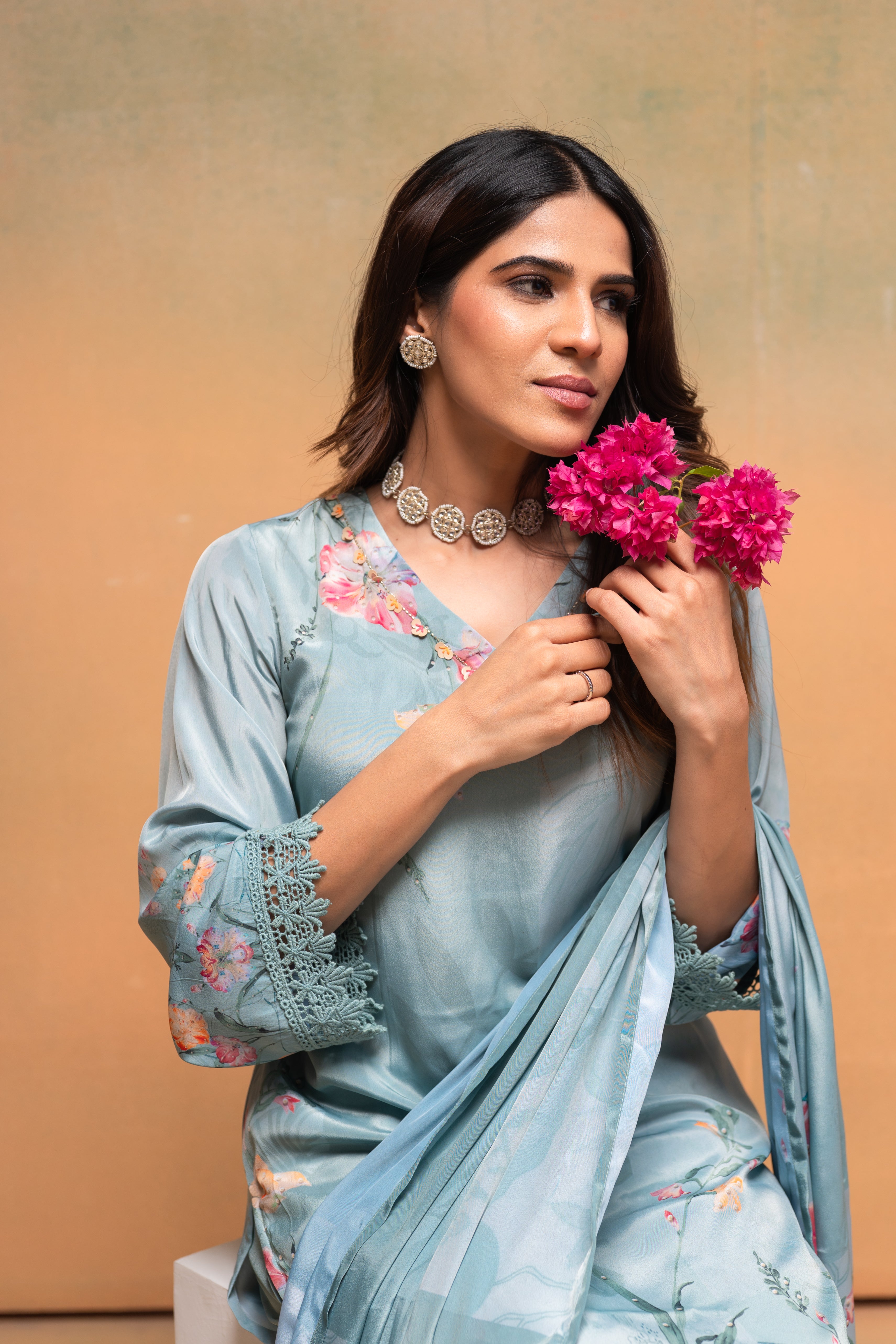 Mint Meadow Elegance Kurta Pant And Dupatta Set