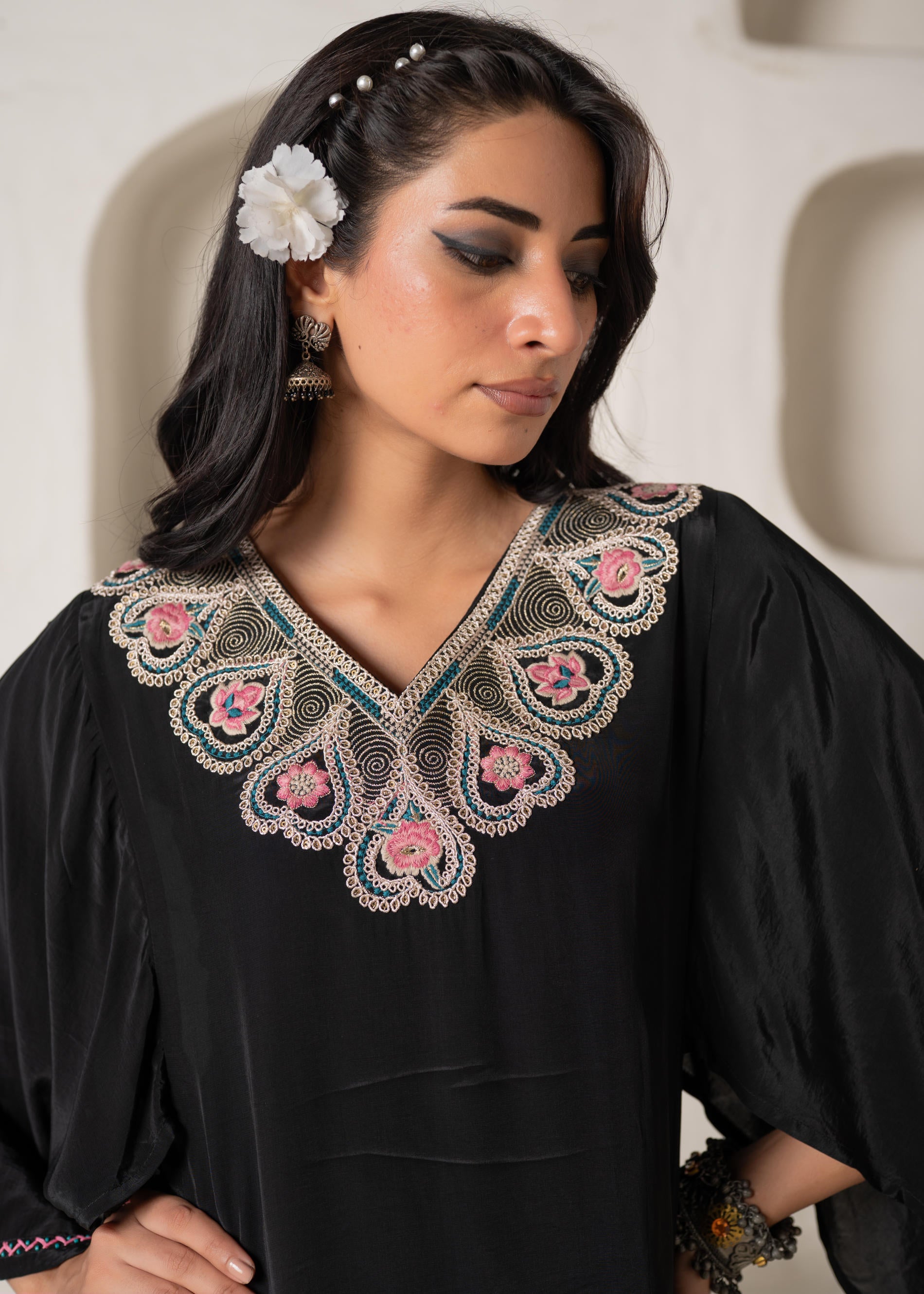 Noir Bloom Kaftan Kurta Pant Set